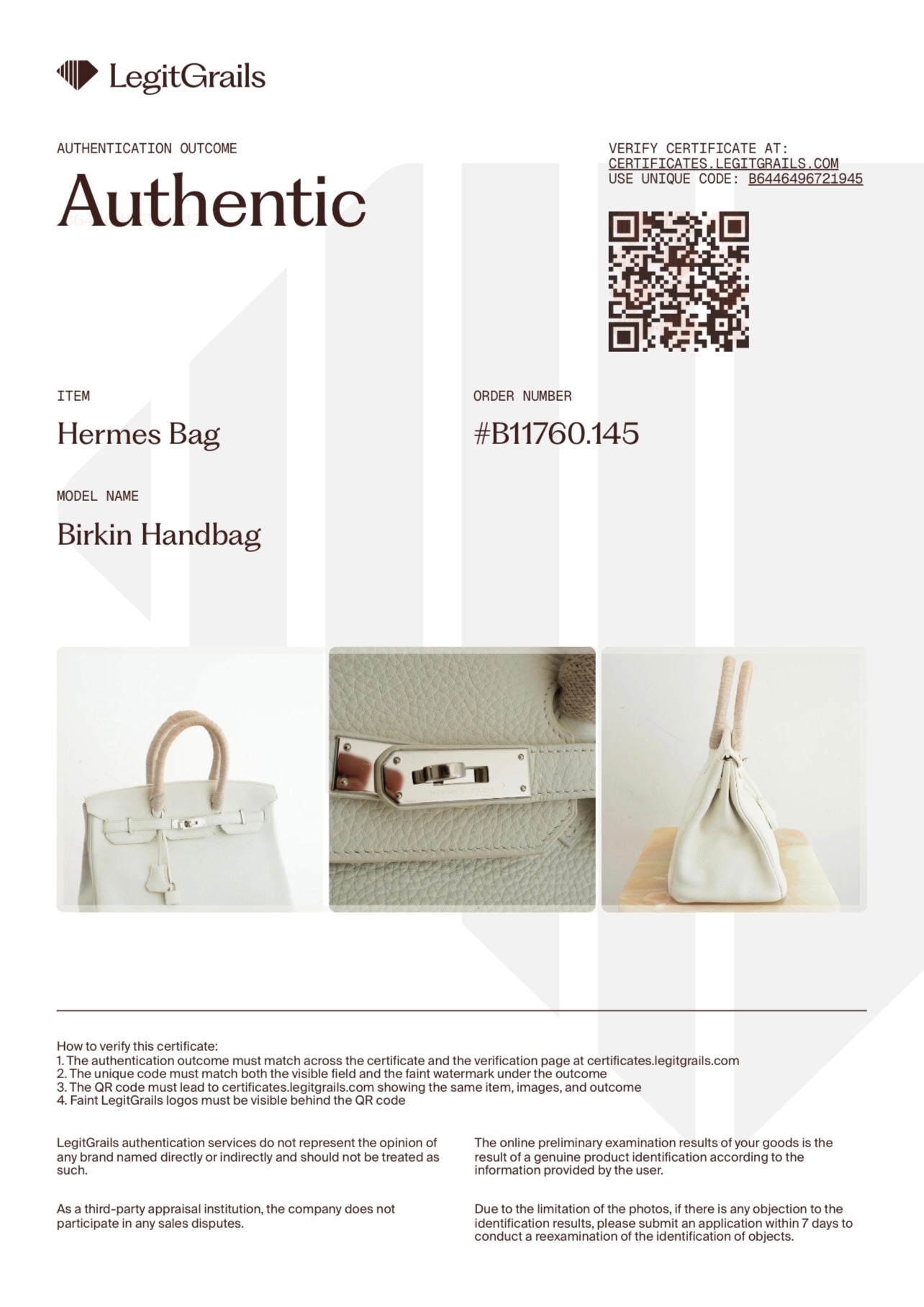 Hermès White Birkin 35 Togo Leather Palladium Hardware | Authentic Preloved - Reloved Again