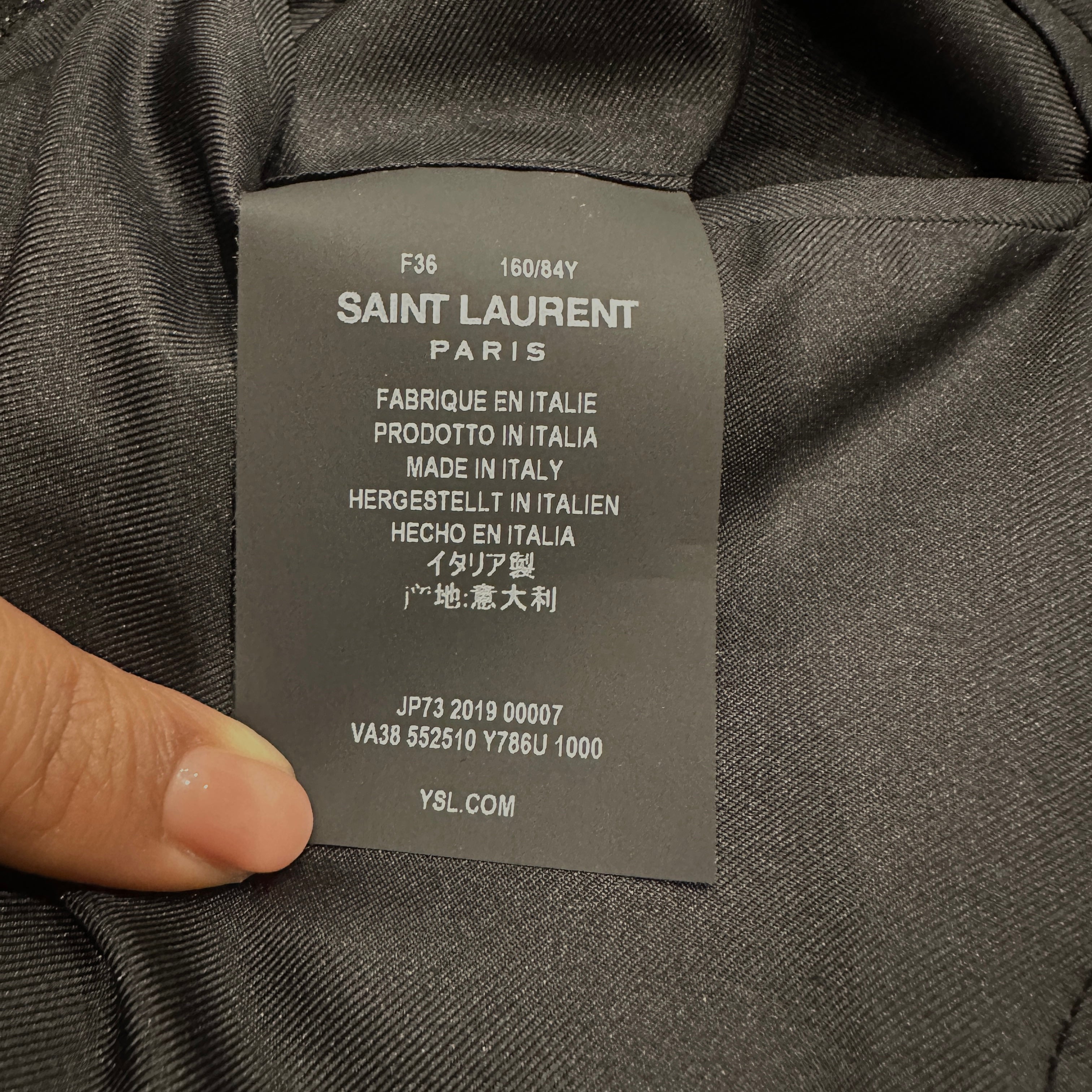 NEW Saint Laurent Black Glitter Pinstripe Blazer RRP £1.2K | Authentic Preloved