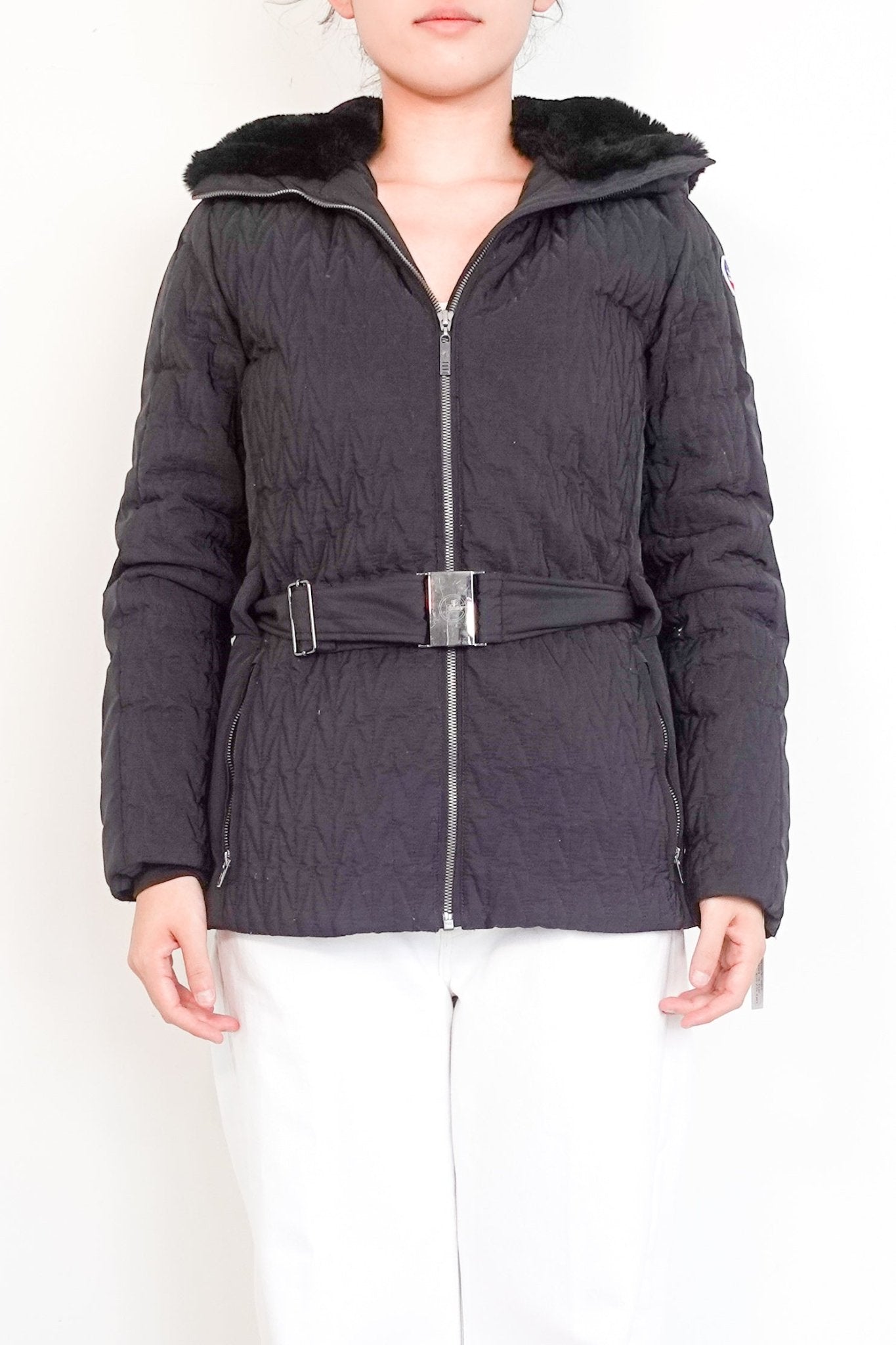 Fusalp Black Ski Belted Jacket with Fur hood RRP £1000 | Authentic Preloved - Reloved Again