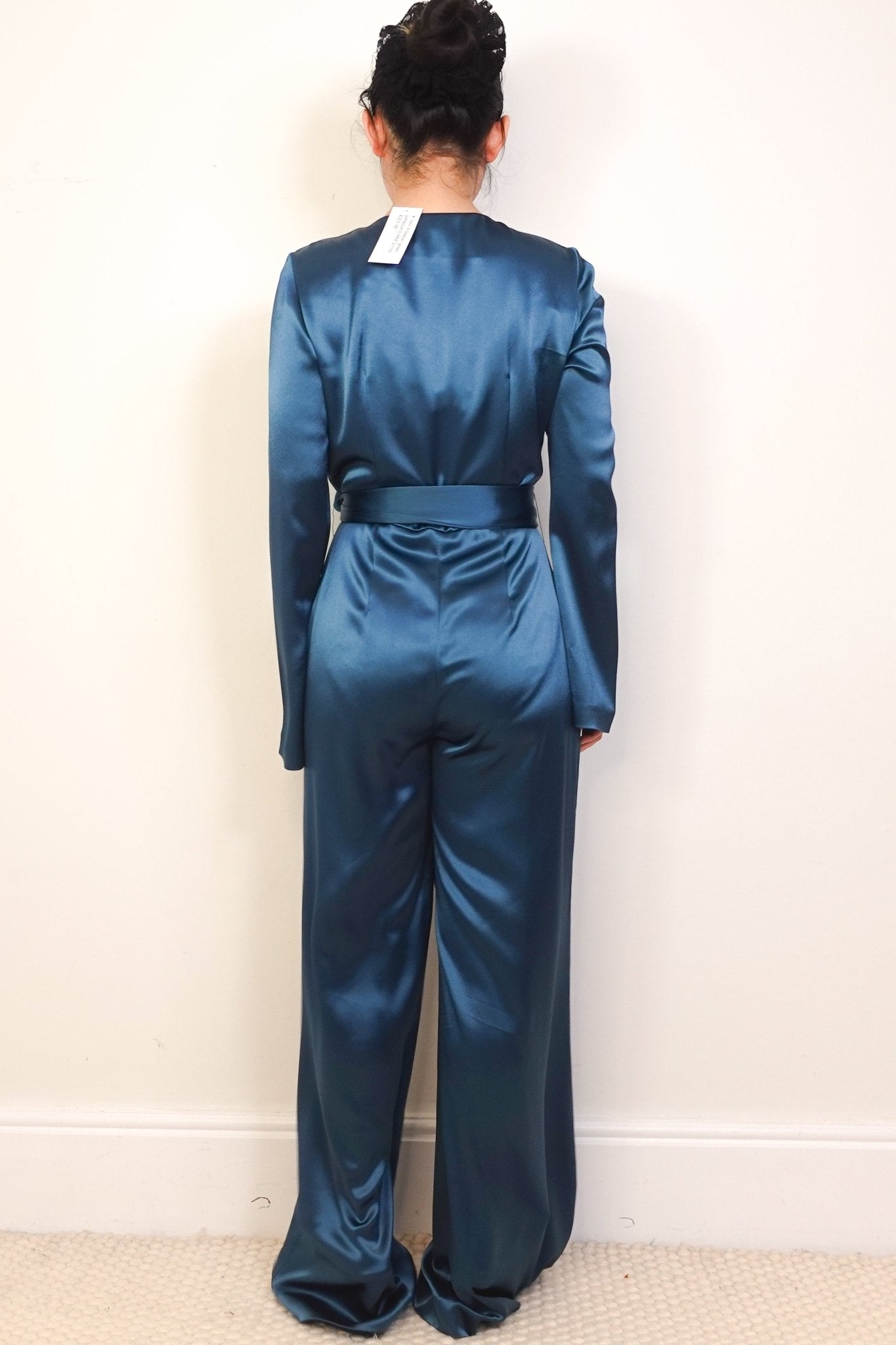 Galvan London Teal Green Satin Jumpsuit RRP £1100 | Authentic Preloved - Reloved Again