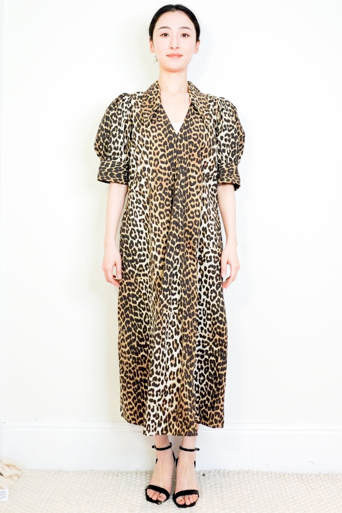 Ganni-Leopard-Print-Midi-Dress-front-picture-Chelsea-London