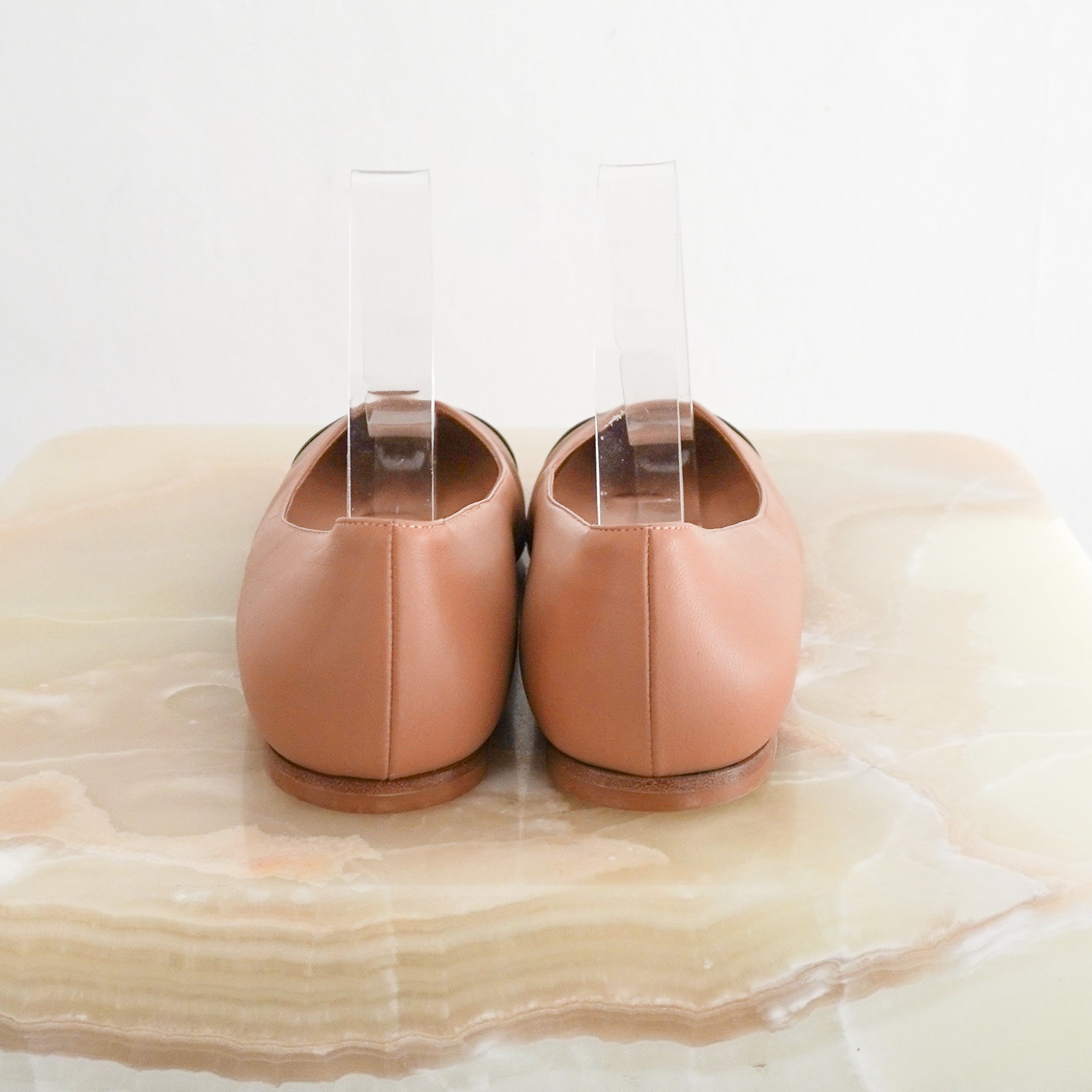 Gianvito Rossi Brown Leather Cap-Toe Ballet Flats back photo chelsea london