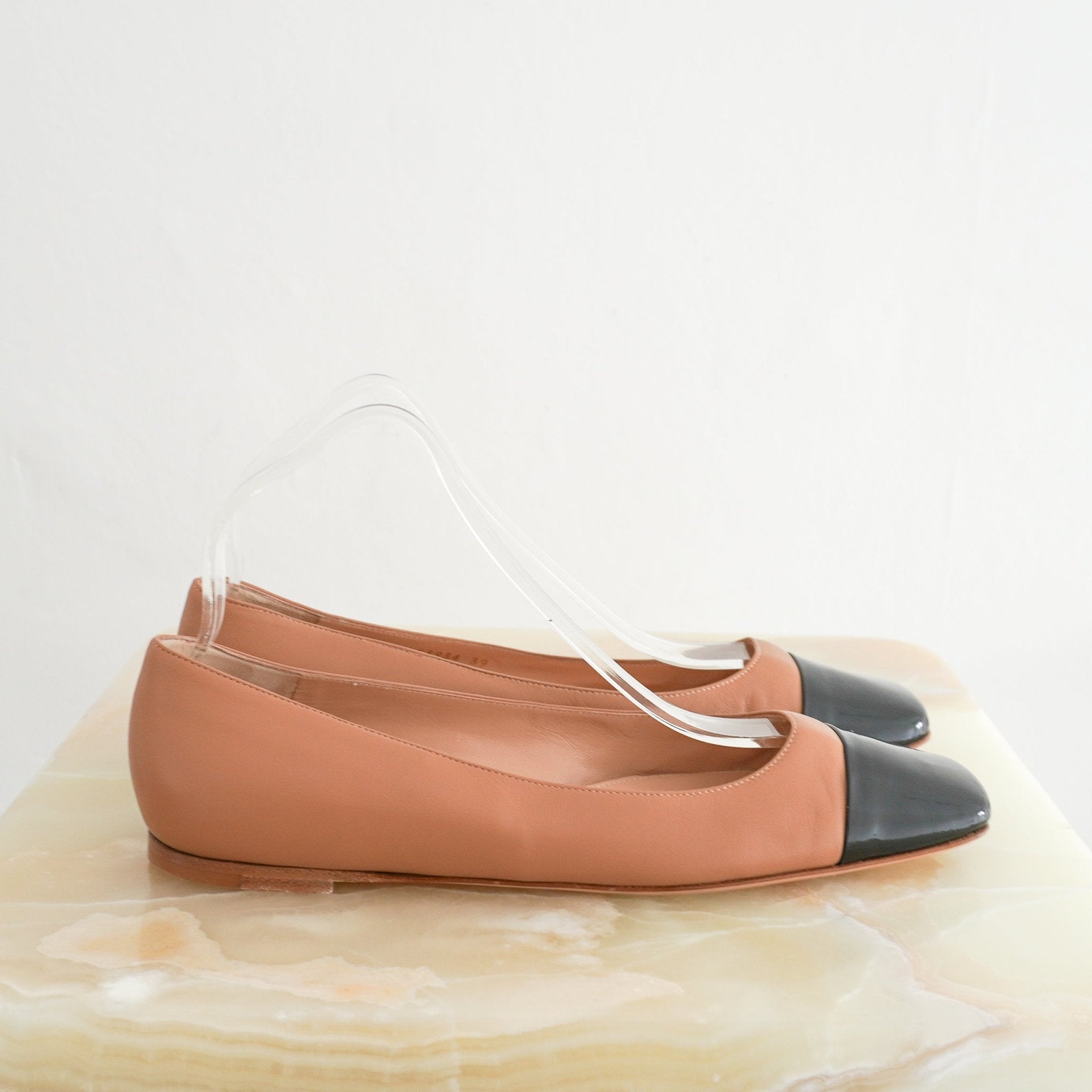 Gianvito Rossi Brown Leather Cap-Toe Ballet Flats (RRP £616) | Authentic Preloved - Reloved Again