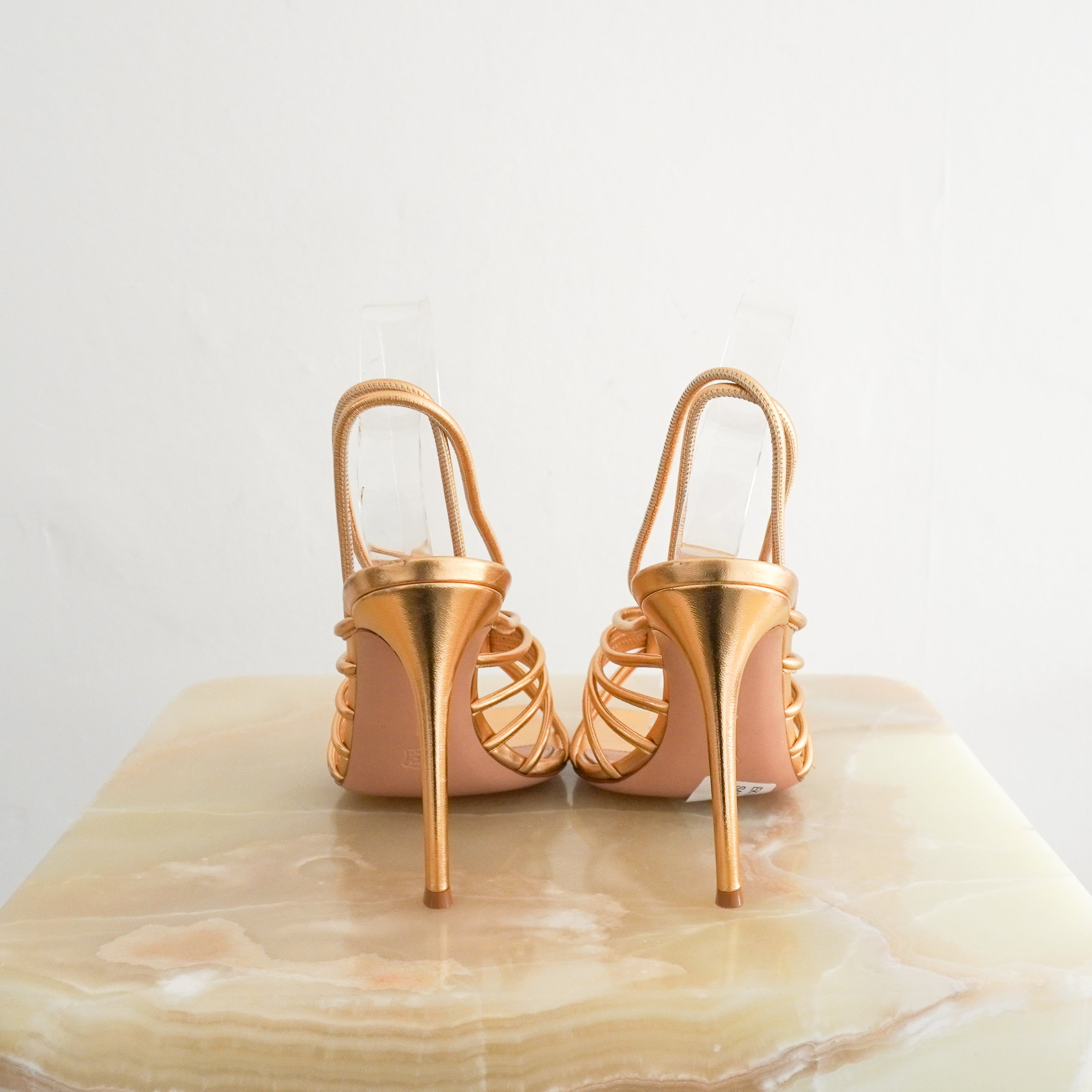 Gianvito Rossi Hellen Gold Metallic Sandals back photo chelsea london