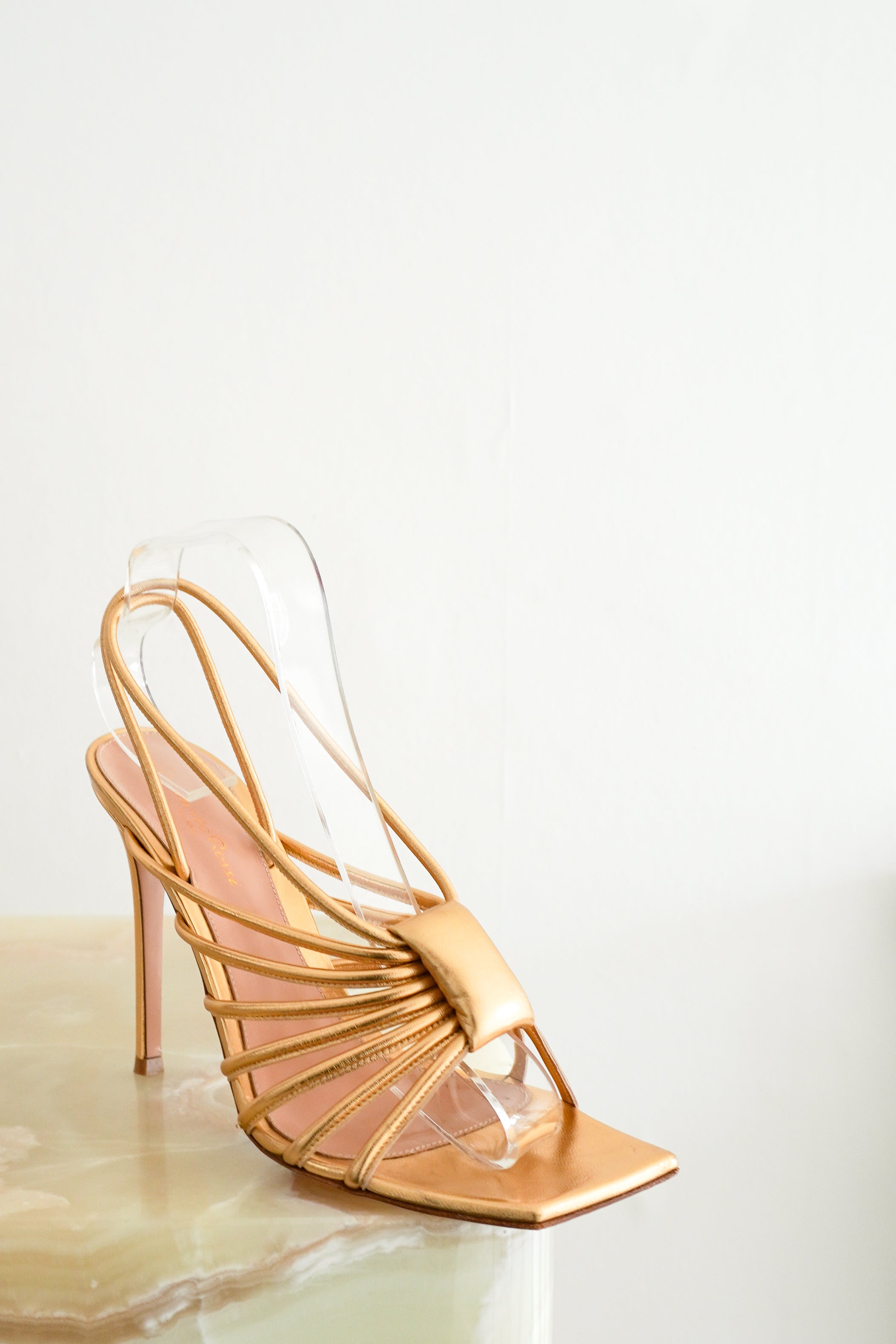 Gianvito Rossi Hellen Gold Metallic Sandals front photo chelsea london