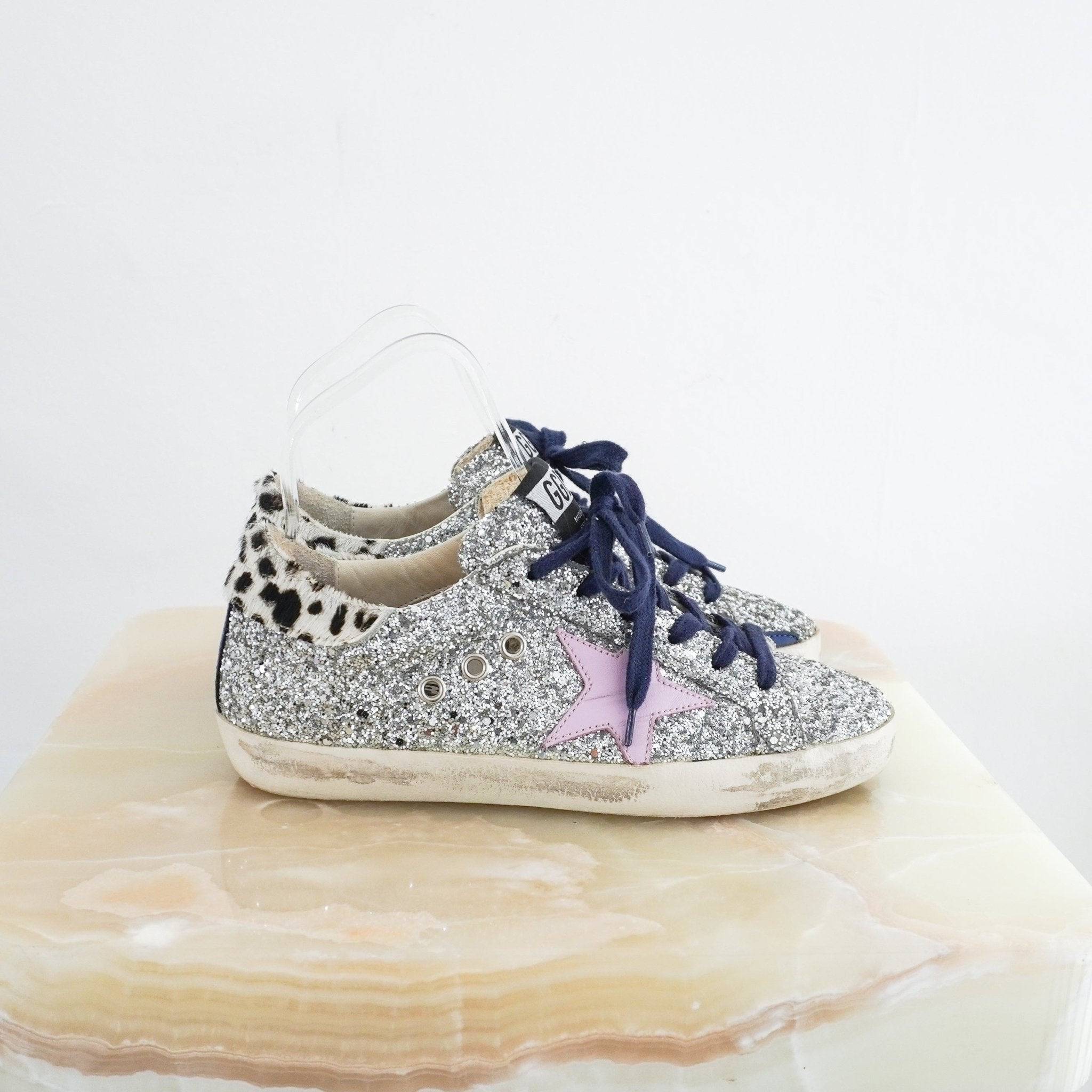Golden Goose Super Star Silver Sequin Trainers RRP £513 | Authentic Preloved - Reloved Again