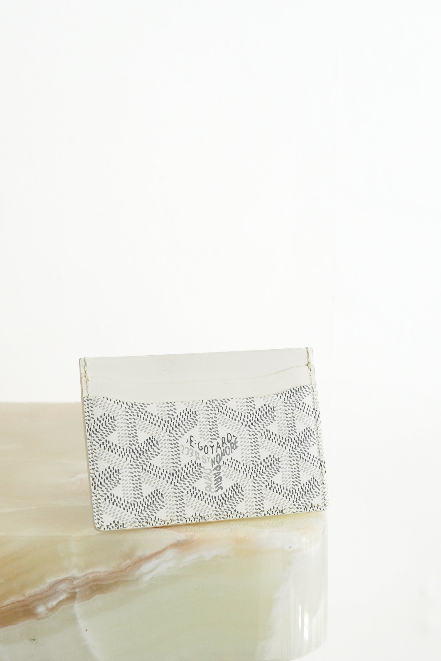 Goyard Saint-Sulpice Card Wallet in White Goyardine Canvas front photo chelsea london