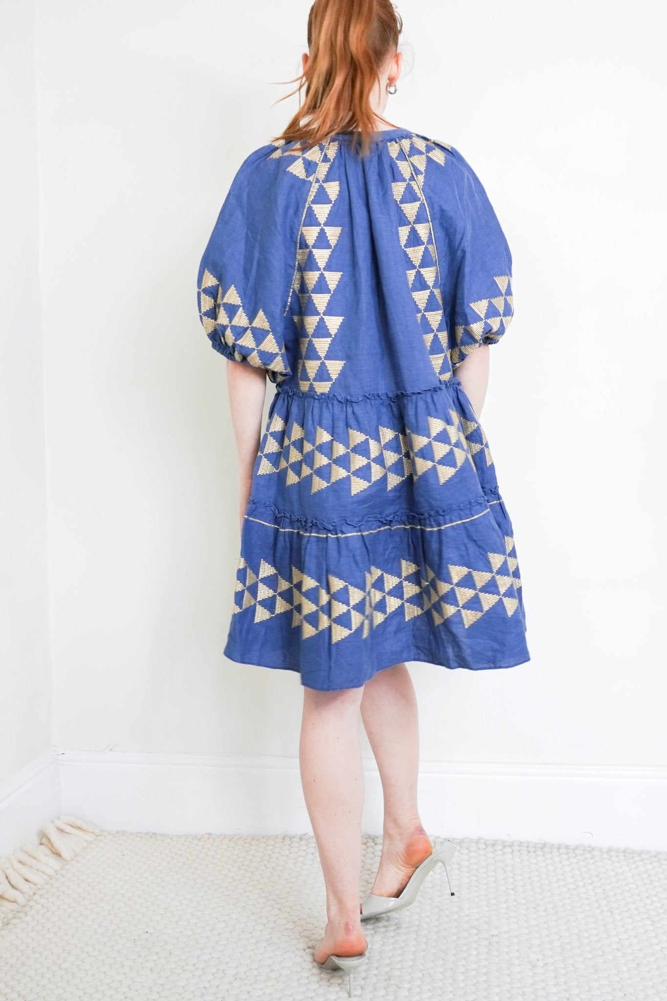 Greek Archaic Kori Blue Mini Dress RRP £295 | Authentic Preloved - Reloved Again