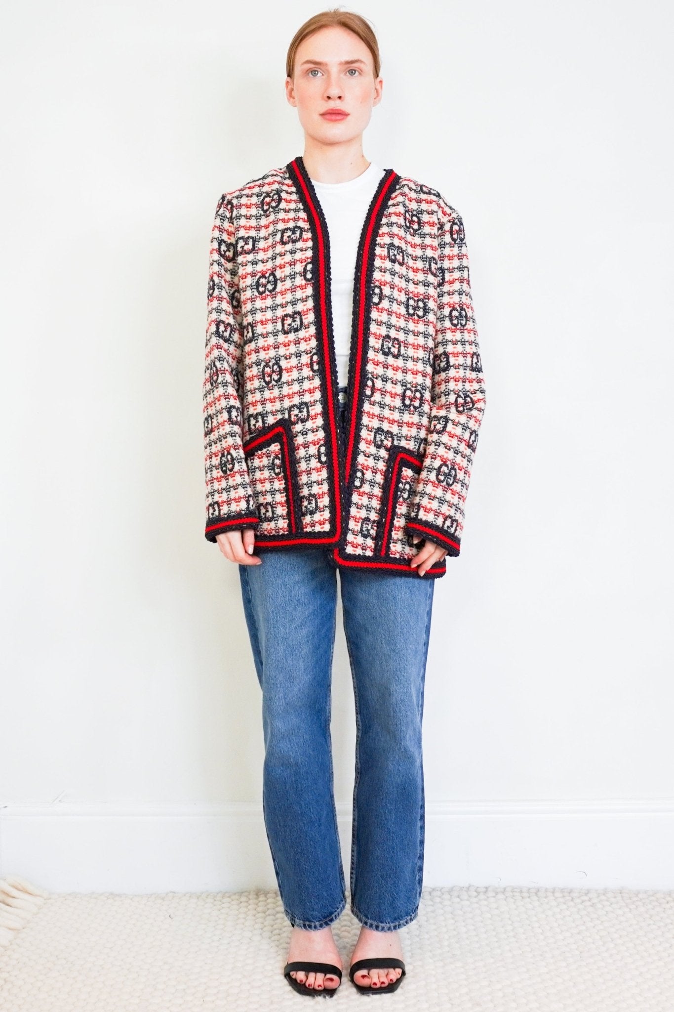 Gucci Beige GG Monogram Boucle Blazer RRP £2000 | Authentic Preloved - Reloved Again