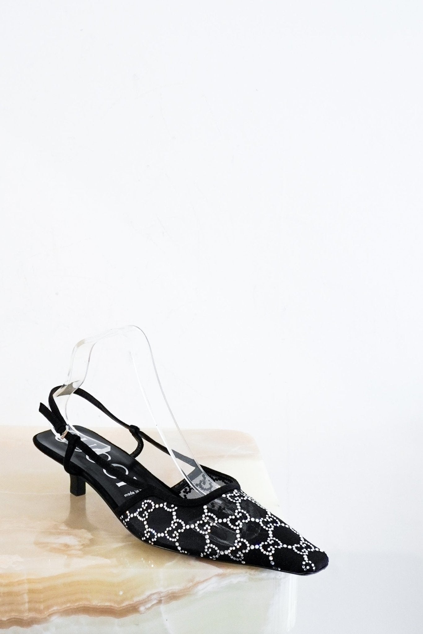 Gucci Black Mesh Crystal Slingbacks RRP £845 | Authentic Preloved - Reloved Again