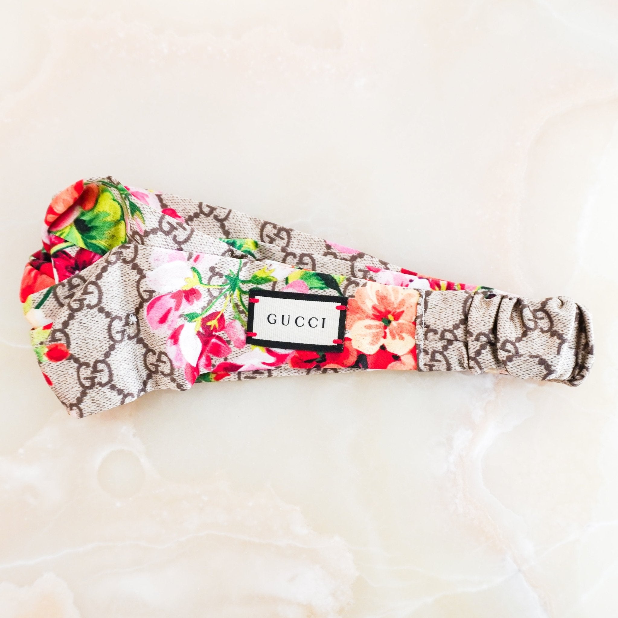 Gucci Floral Monogram Silk Headband RRP £440 | Authentic Preloved FINAL SALE - Reloved Again