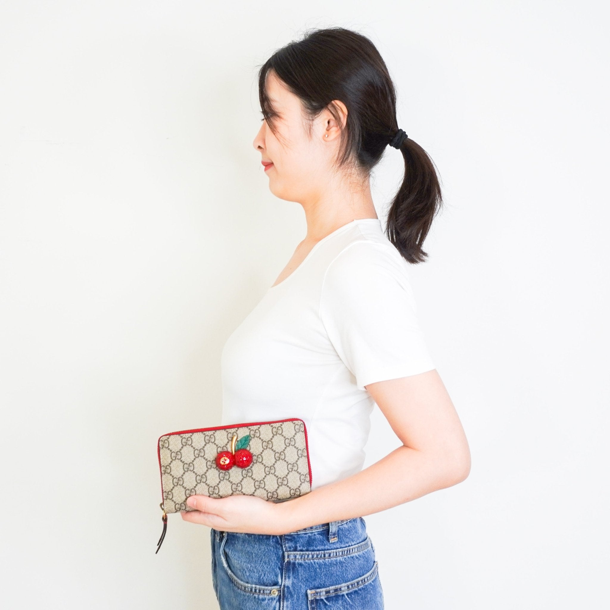 Gucci GG Supreme Card Case Wallet with Cherries RRP £700 | Authentic Preloved - Reloved Again