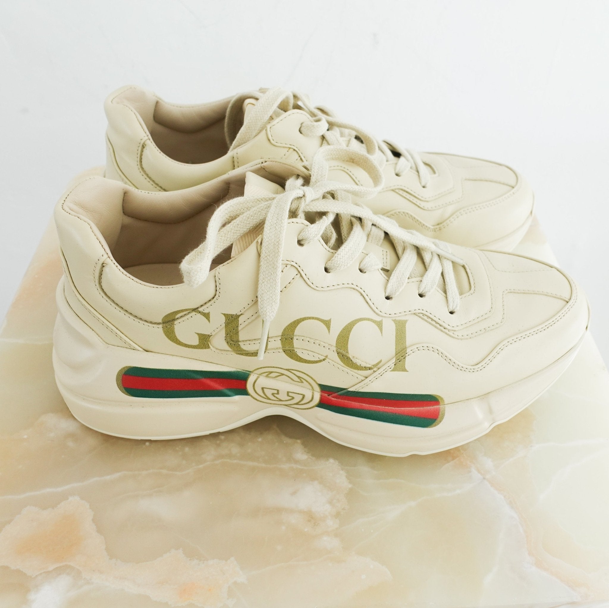 Gucci White Leather Rython Sneakers RRP £850 | Authentic Preloved - Reloved Again