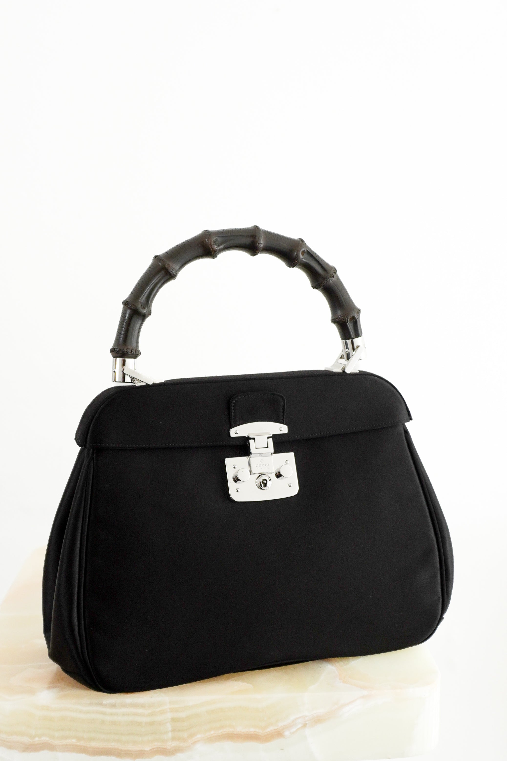 Gucci Medium Lady Lock Bamboo Top Handle Bag front photo chelsea london