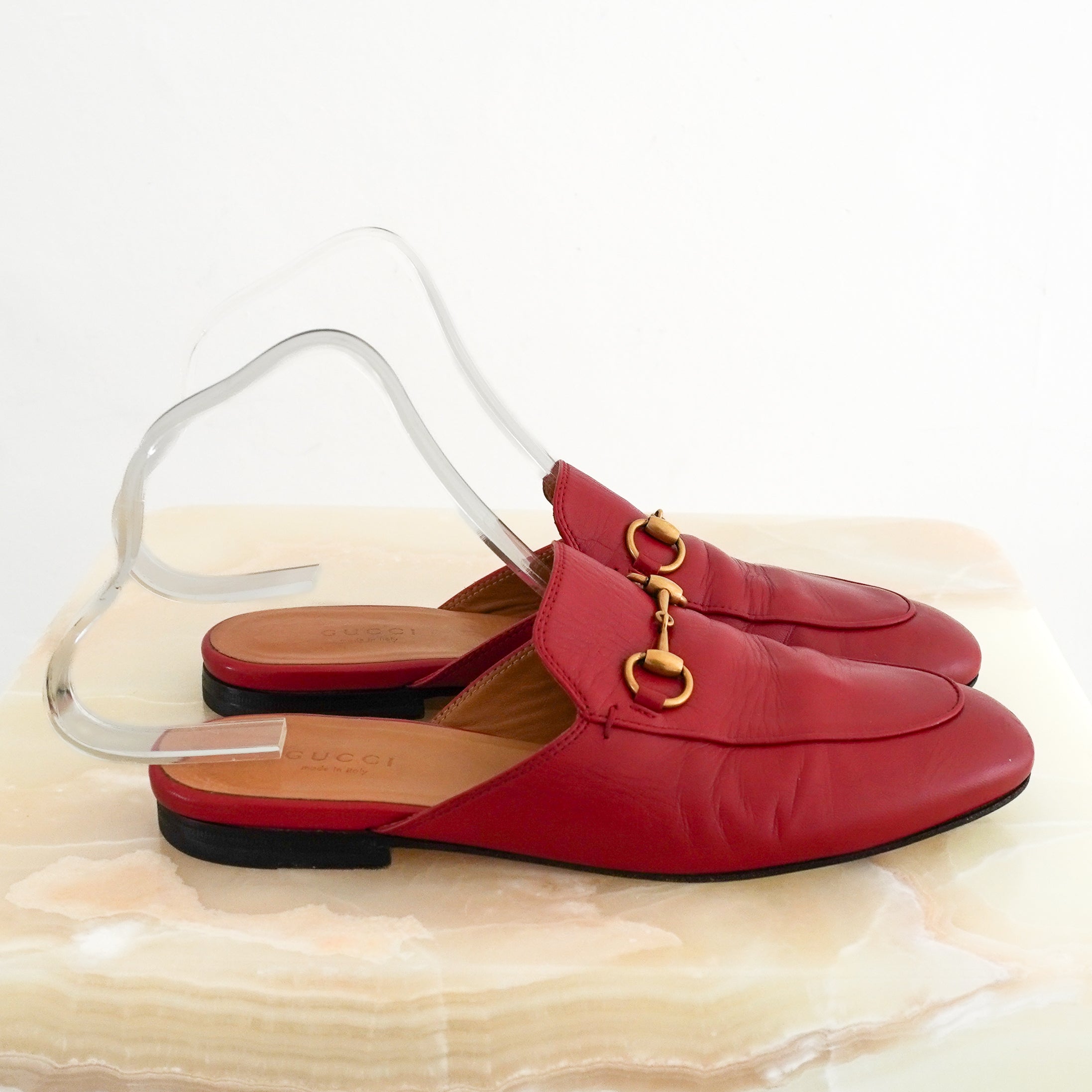Gucci Princetown Red Leather Horsebit side picture