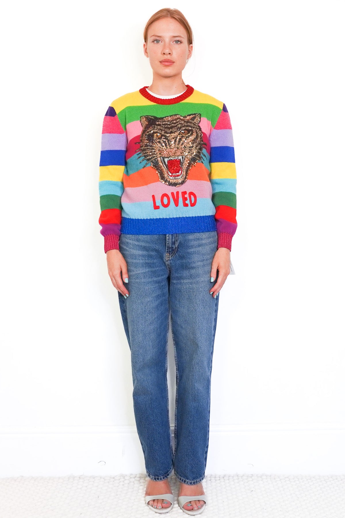 Gucci_Striped_Sequin_Tiger_Knit_Jumper_RRP_800_Authentic_Preloved_Front_Photo