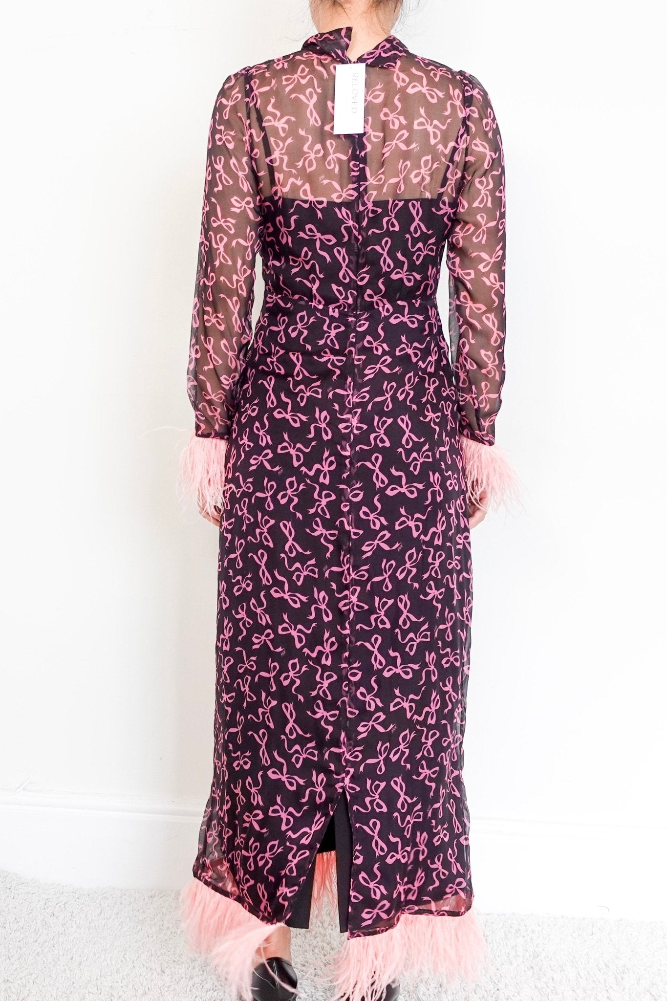HVN Black Bow Print Dress with Slip RRP £300 | Authentic Preloved - Reloved Again