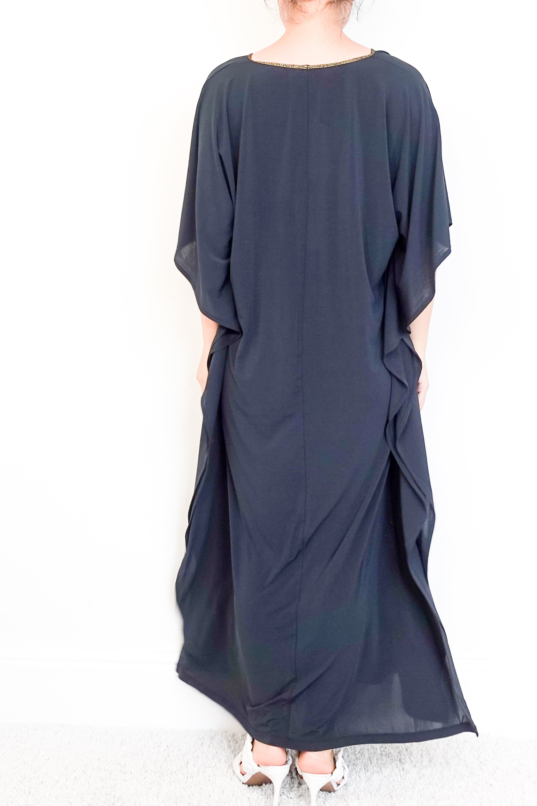 Hansine Green Winter Kaftan with Gold Trim RRP £300 | Authentic Preloved