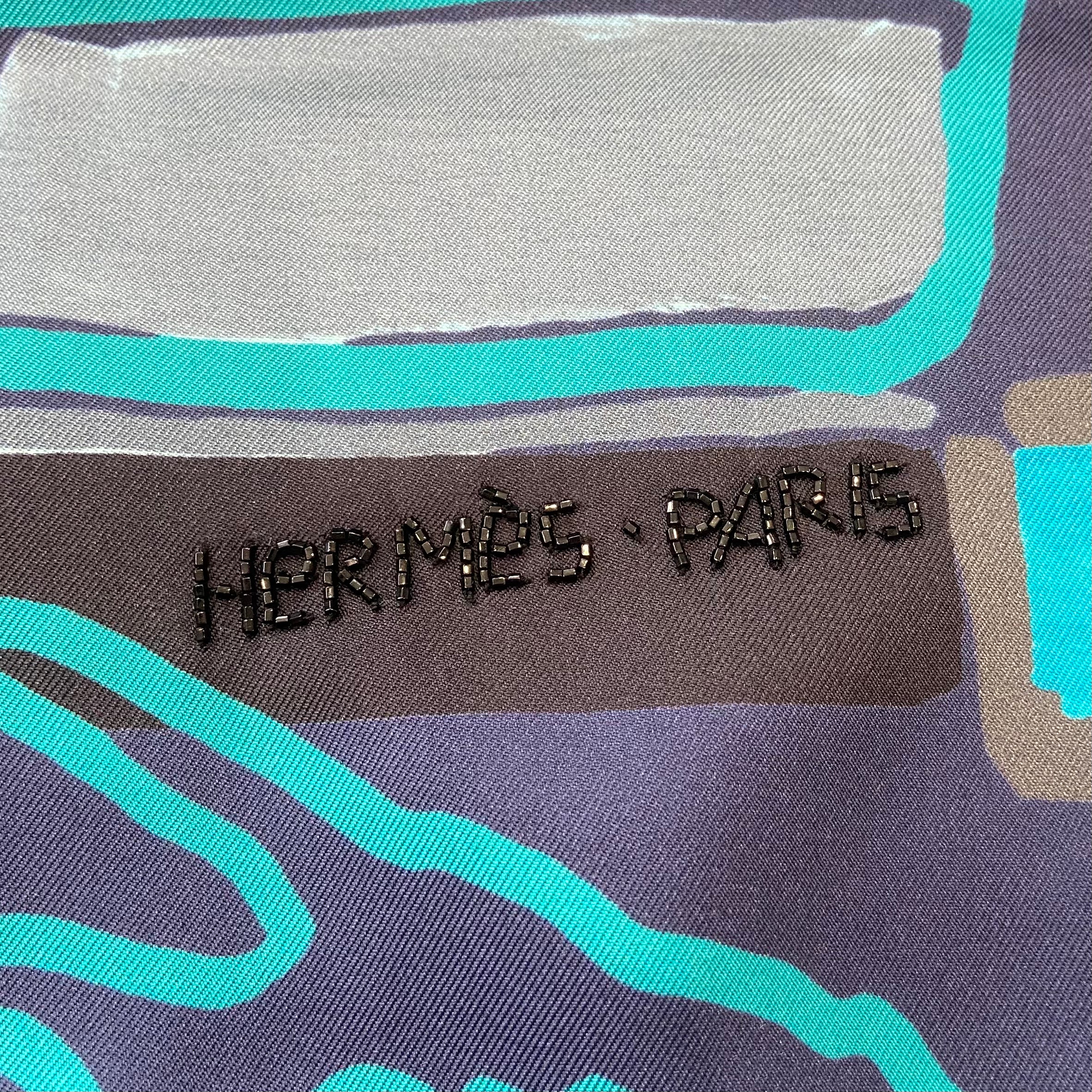 Hermès-Glass-Bead-Abstract-Dark-Blue-Giant-Shawl-RRP-£5410-close-up-photo