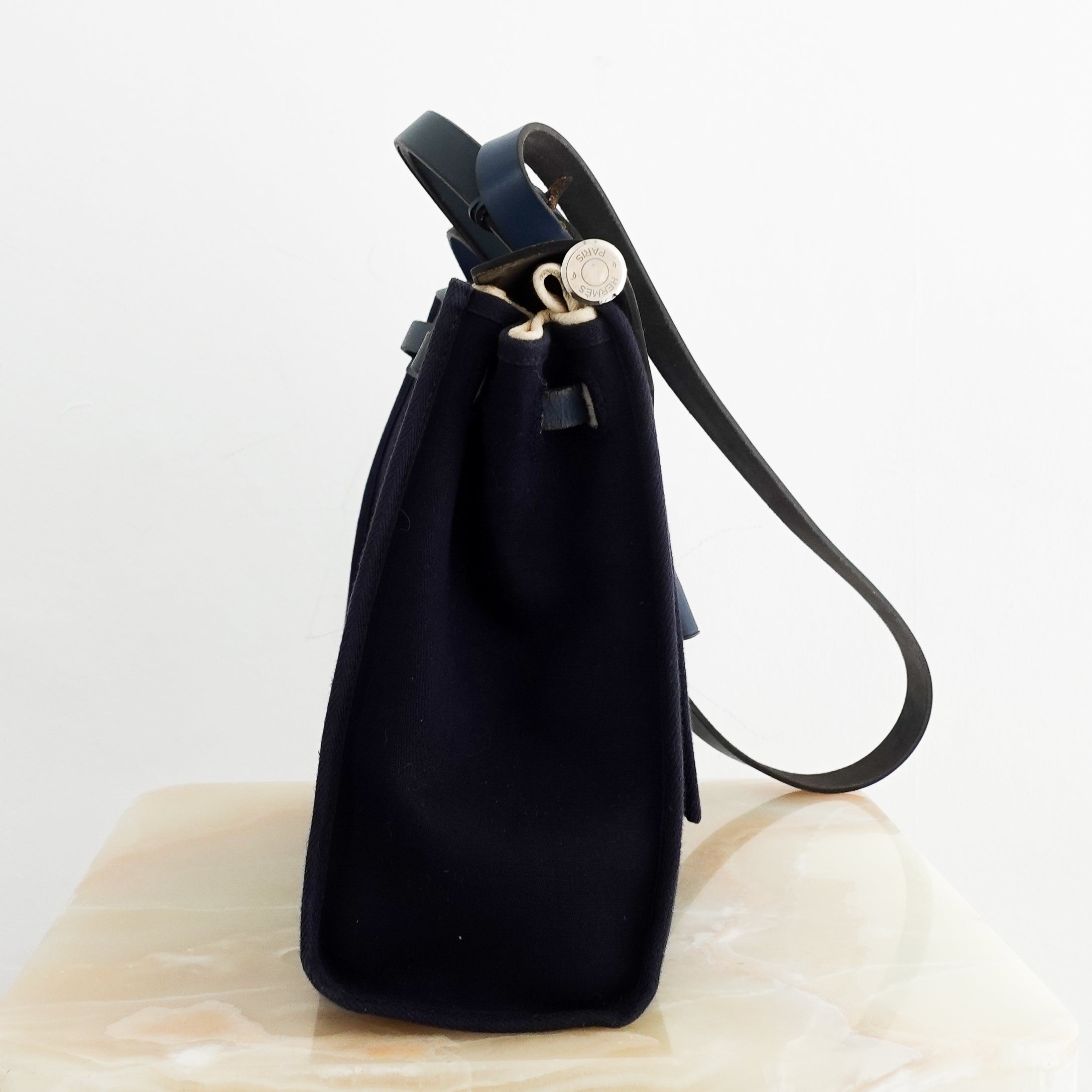 Hermès Navy 30 Canvas Herbag RRP £2300 | Authentic Preloved