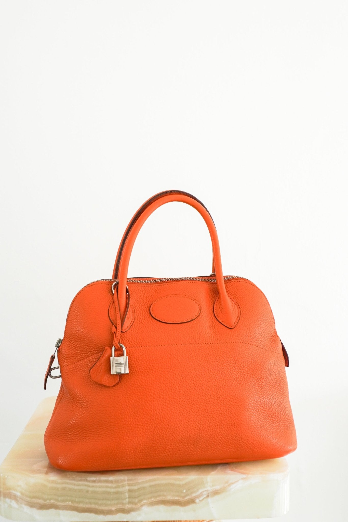 Hermès Orange Bolide 31 Bag in Togo leather and Palladium Hardware | Authentic Preloved - Reloved Again