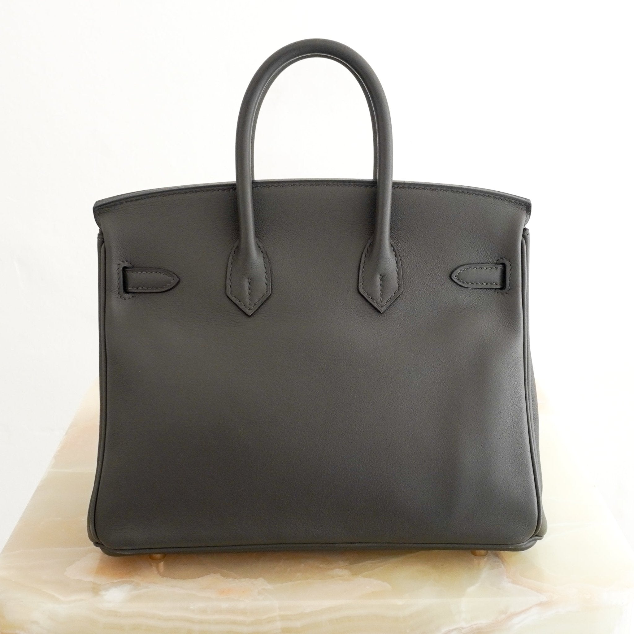 Hermès Birkin 25 Retourne Etain Swift Leather Gold-Tone Hardware | Authentic Preloved - Reloved Again