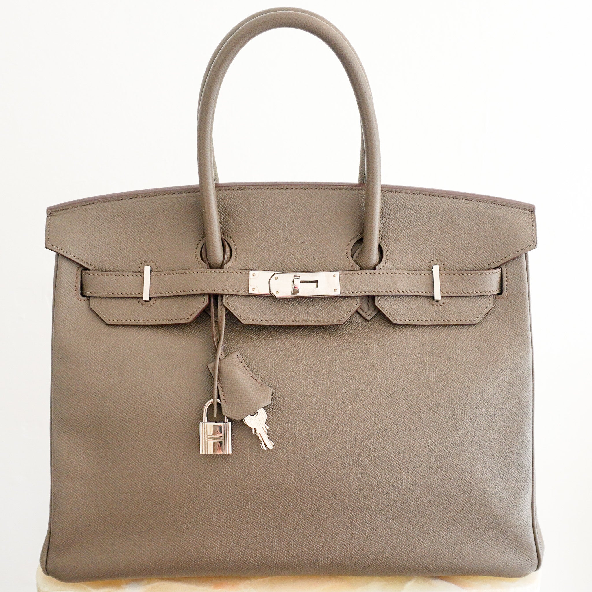 Hermès Birkin 35 Retourne in Etoupe Epsom Leather Palladium Hardware front