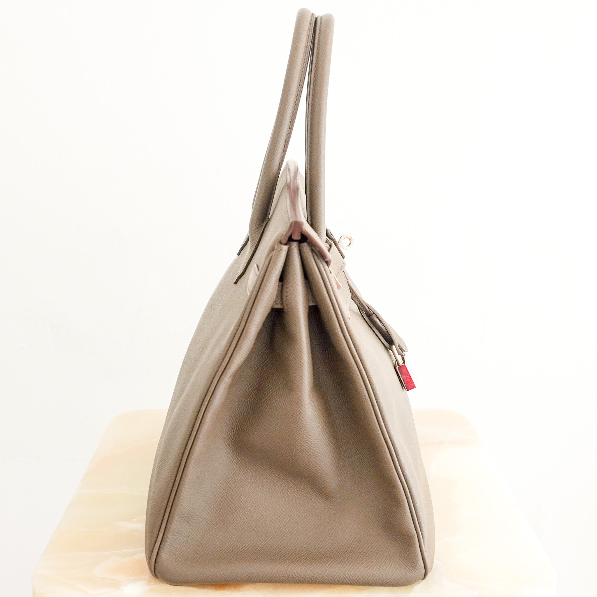 Hermès Birkin 35 Retourne in Etoupe Epsom Leather Palladium Hardware side photo