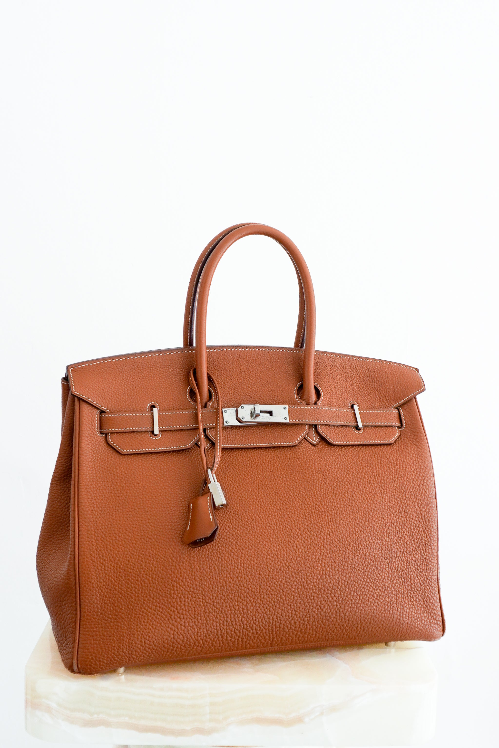 Hermès Birkin 35 Retourne in Gold Togo Leather with Palladium Hardware front photo chelsea london