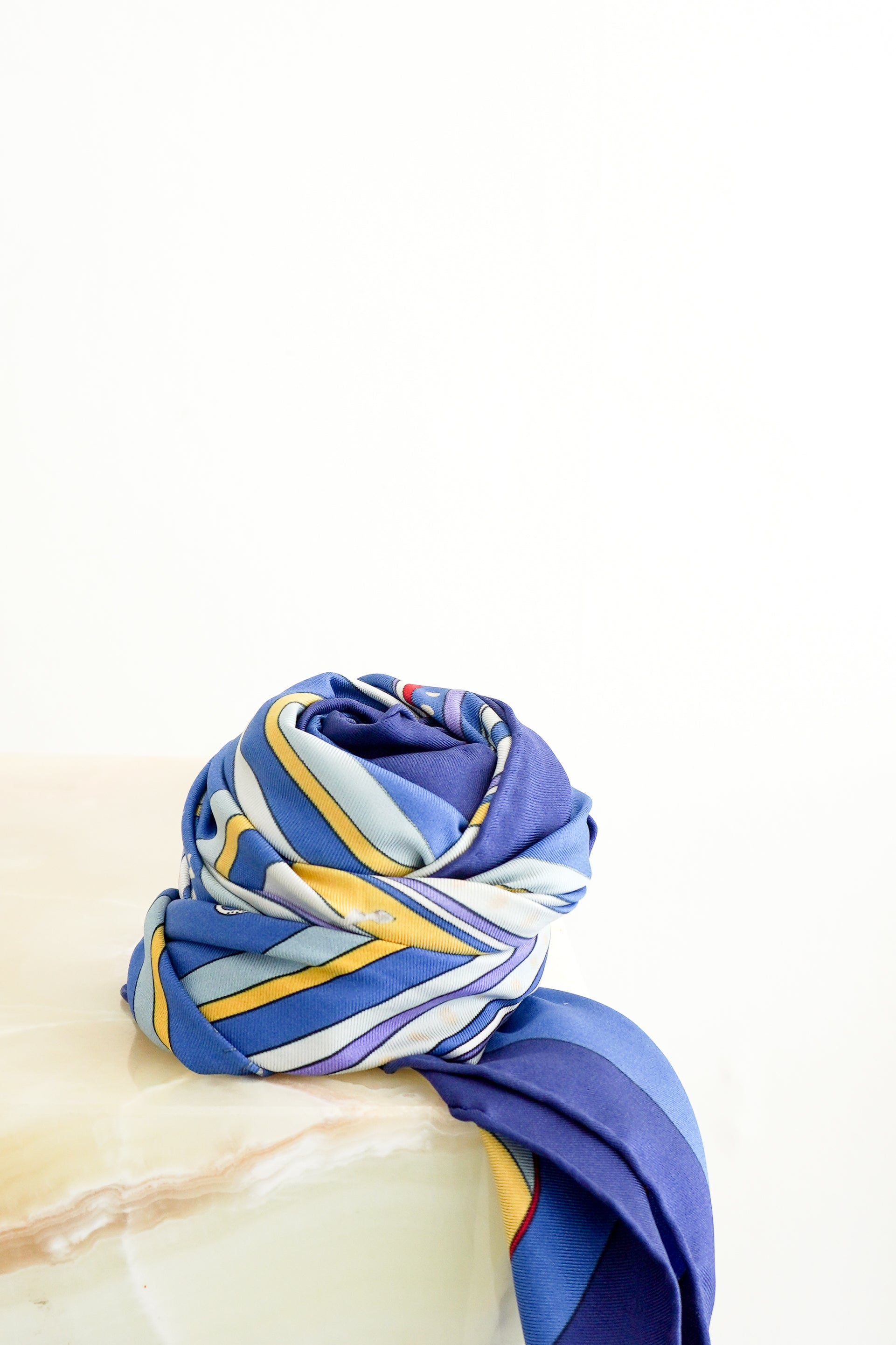 Hermès Blue Séquences Carré 90 Twill Scarf front photo chelsea london