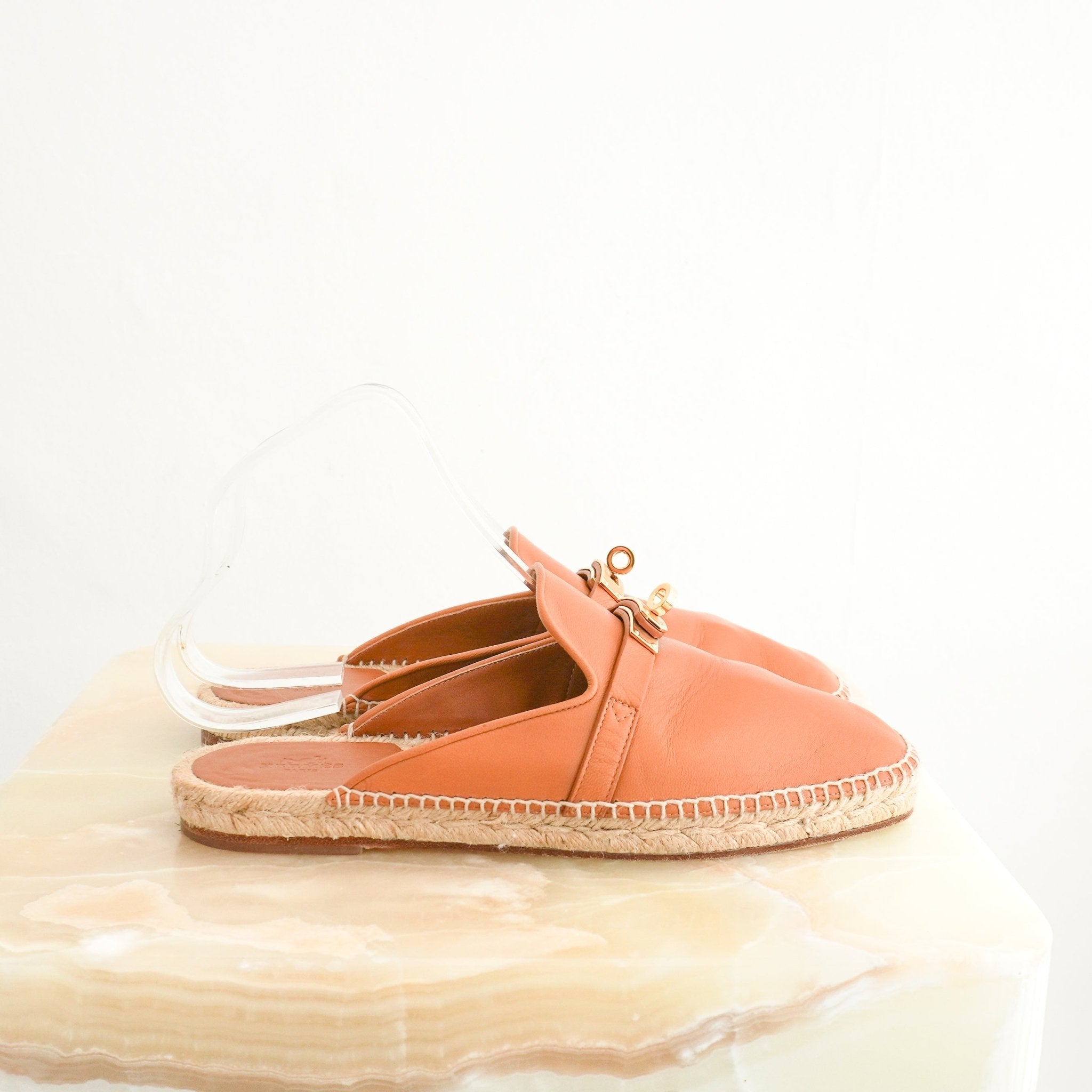 Hermès Feria Espadrille Mule in Naturel Leather (RRP £1130) | Authentic Preloved - Reloved Again