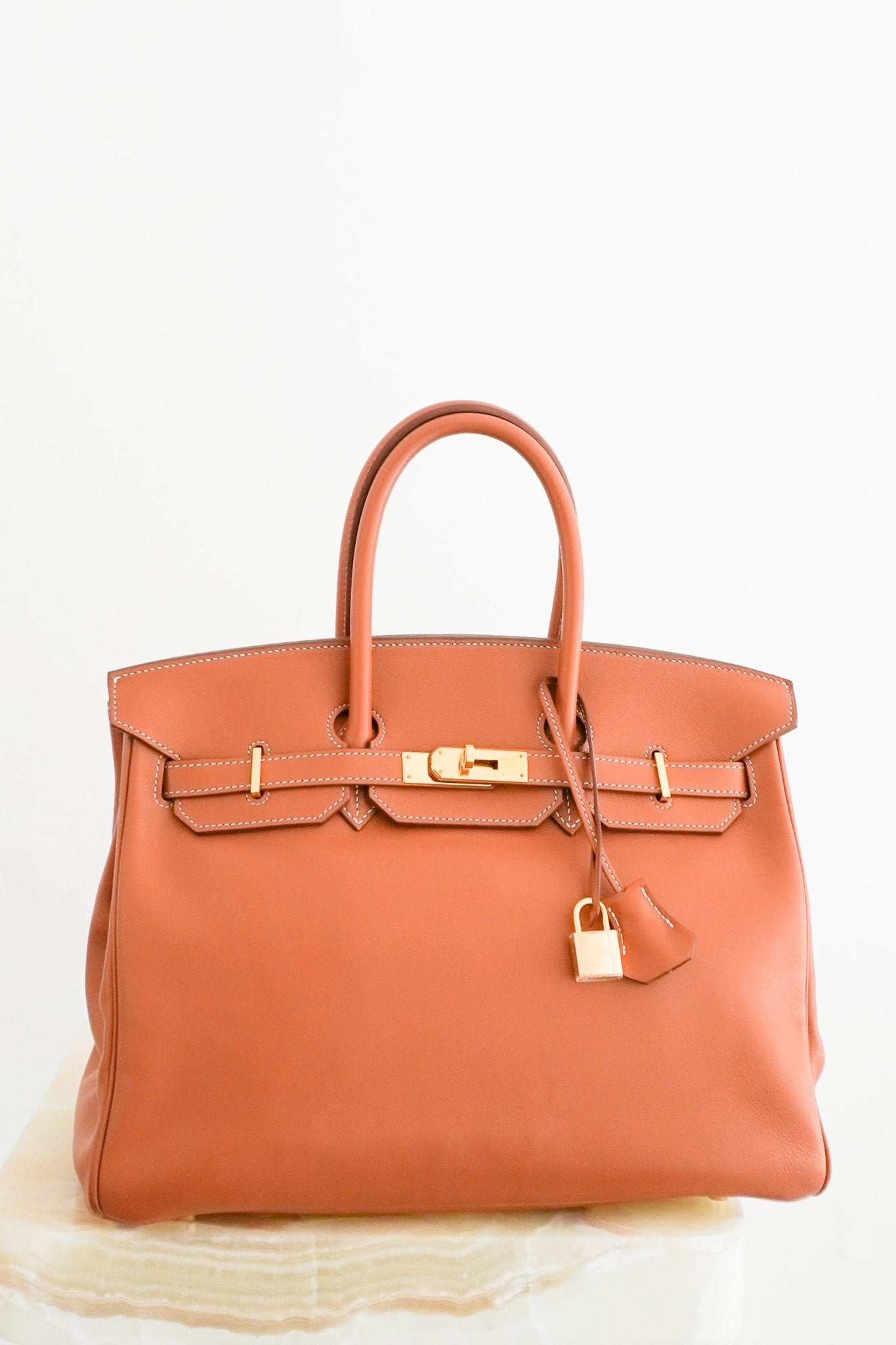 Hermès Birkin 35 Retourne in Gold Swift Leather with Gold Hardware | Authentic Preloved - Reloved Again