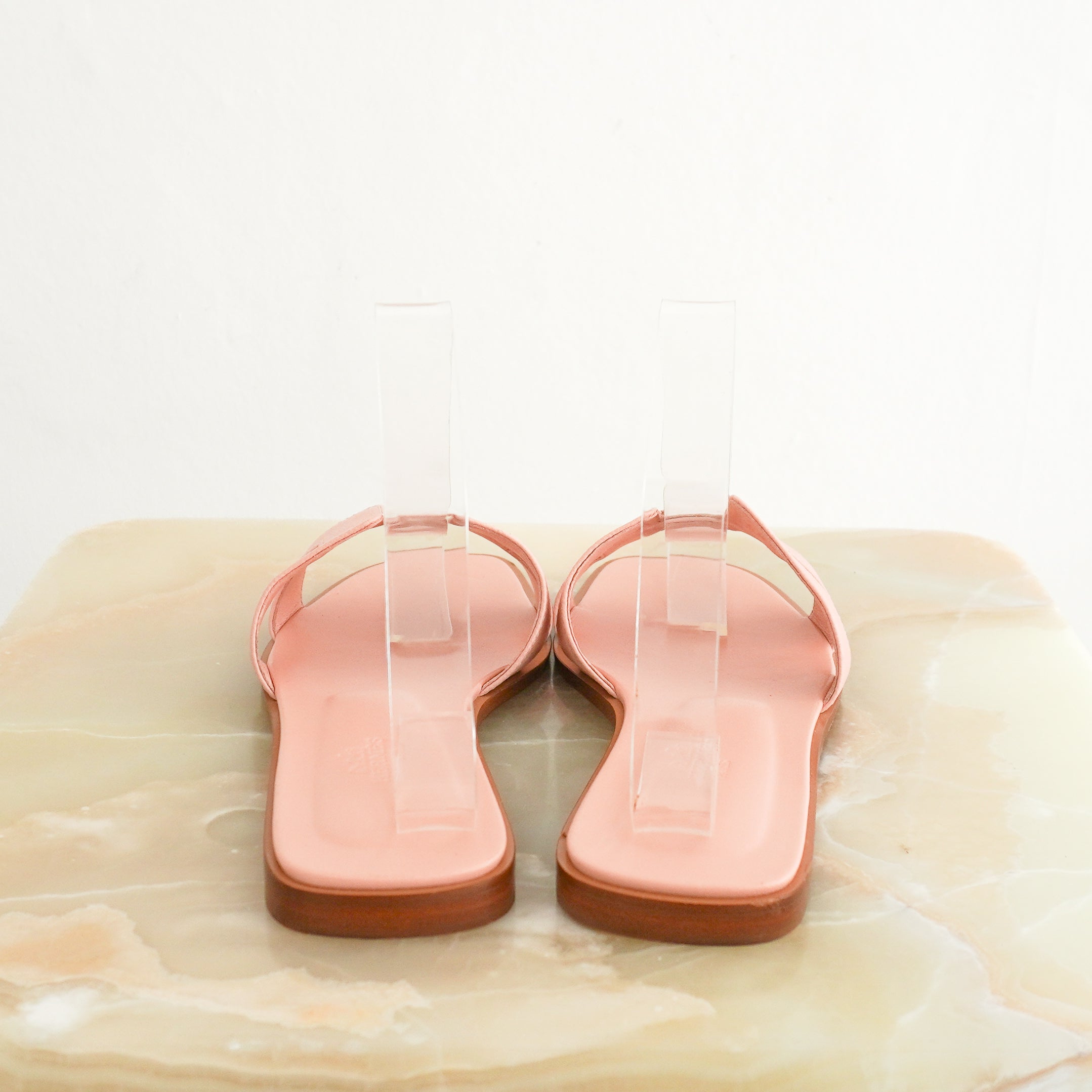 Hermès Pink Epsom Leather Oran Sandals back photo chelsea london