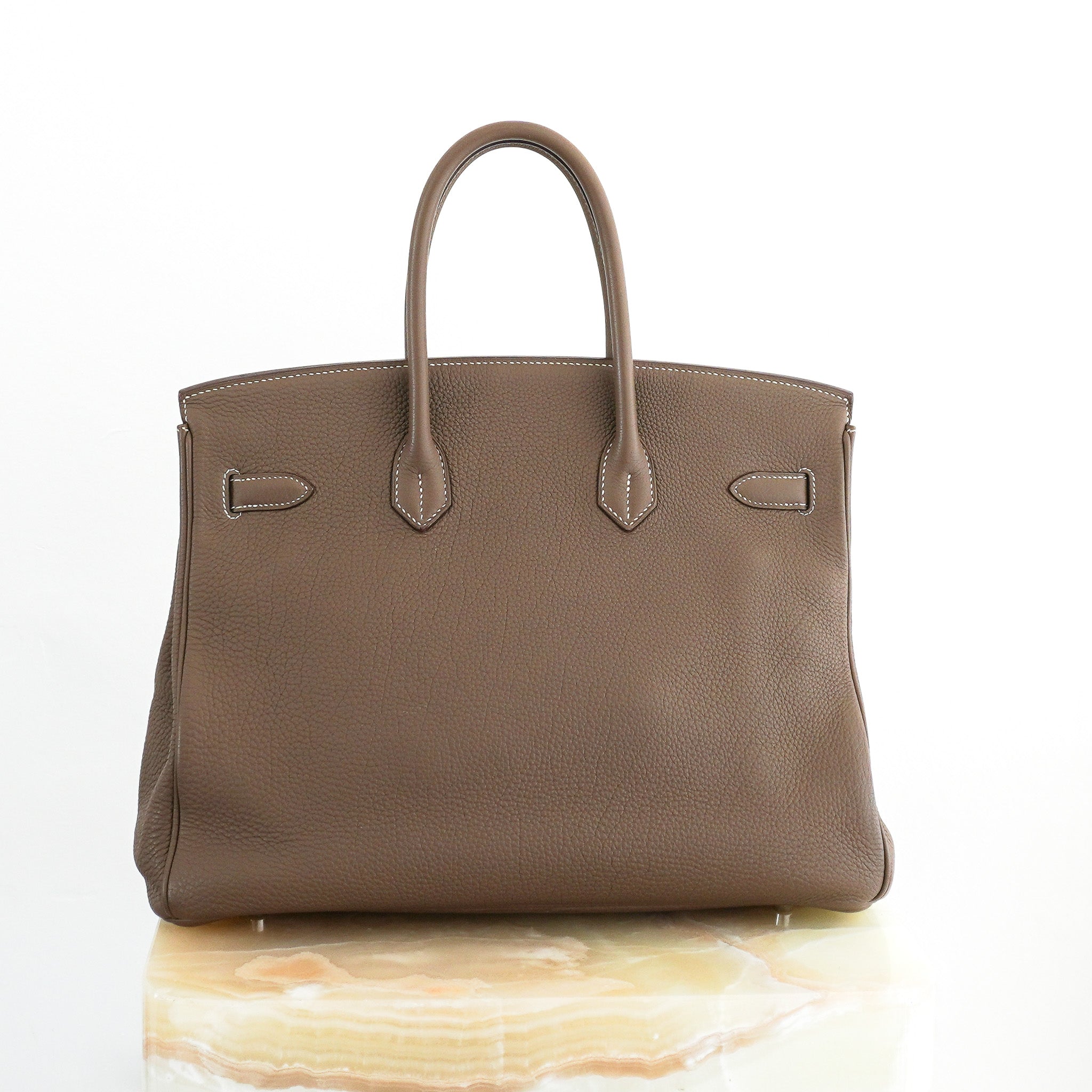 Hermes Birkin 35 Retourne Togo Etoupe with Palladium Hardware | Authentic Preloved - Reloved Again