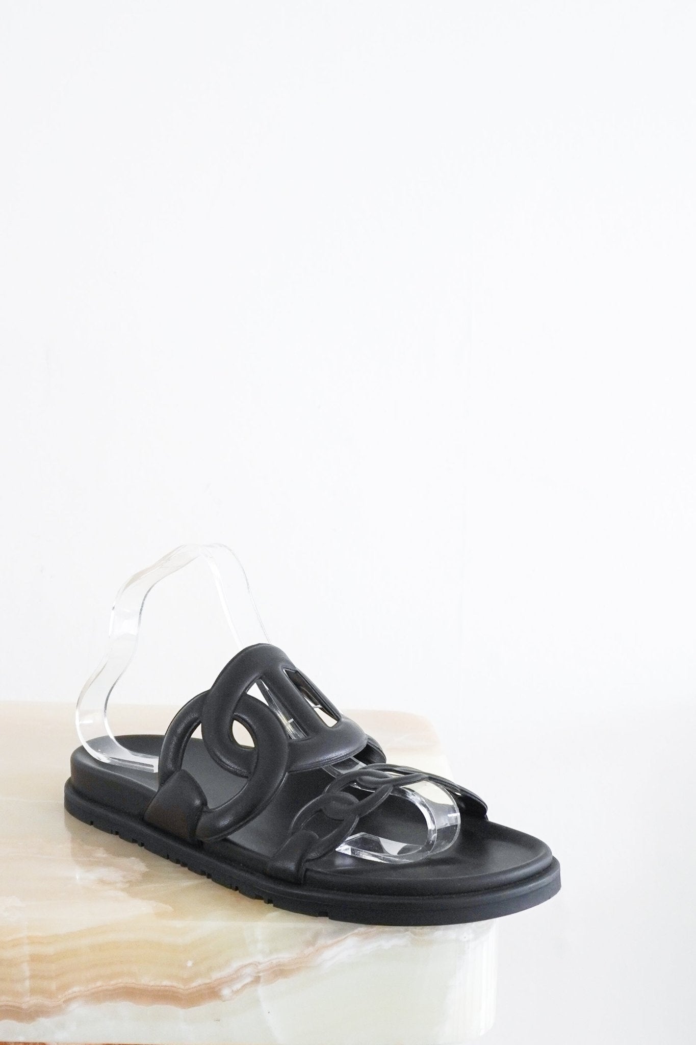 CURRENT SEASON Hermès Extra Sandals in Black RRP £790 | Authentic Preloved - Reloved Again