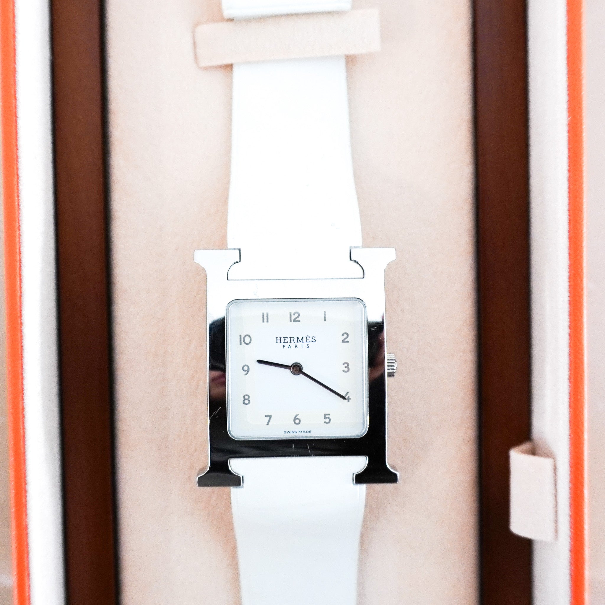 Hermés Heure H Watch in White RRP £2999 | Authentic Preloved - Reloved Again
