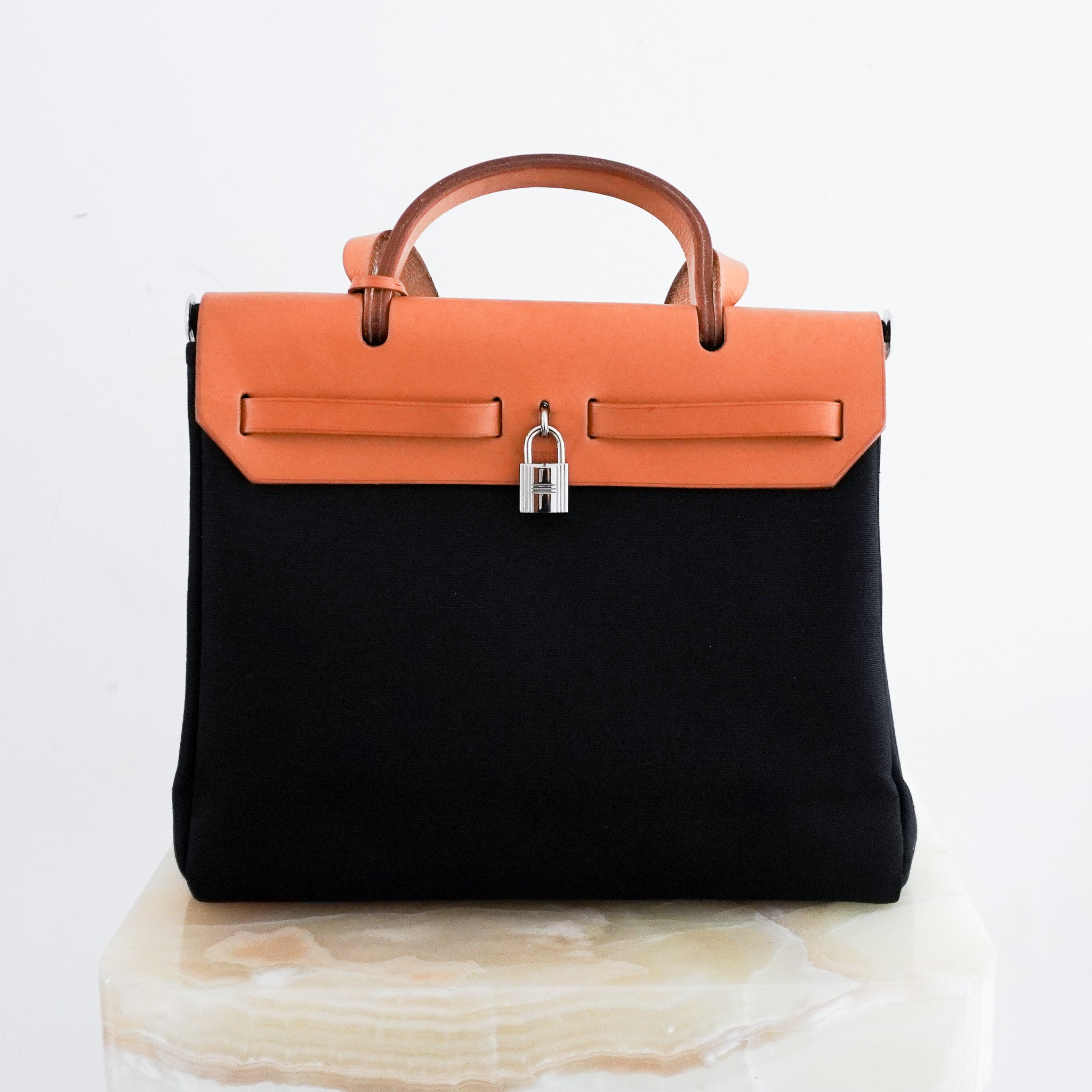 Hermès Noir 30 Canvas 2 Way Herbag RRP £2300 | Authentic Preloved - Reloved Again