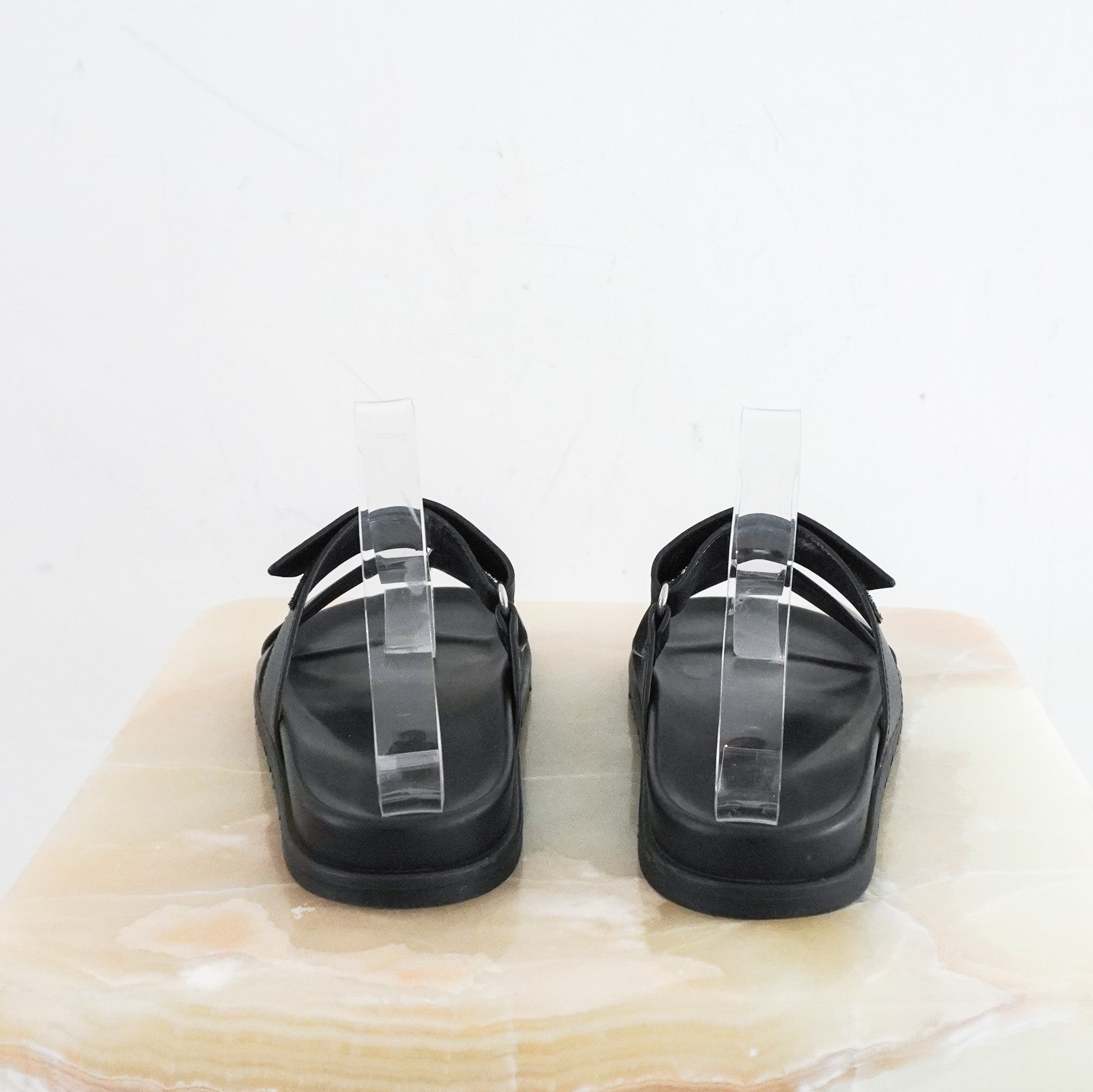 Hermes-Sheepskin-Chypre-Sandals-in-Black-back-picture