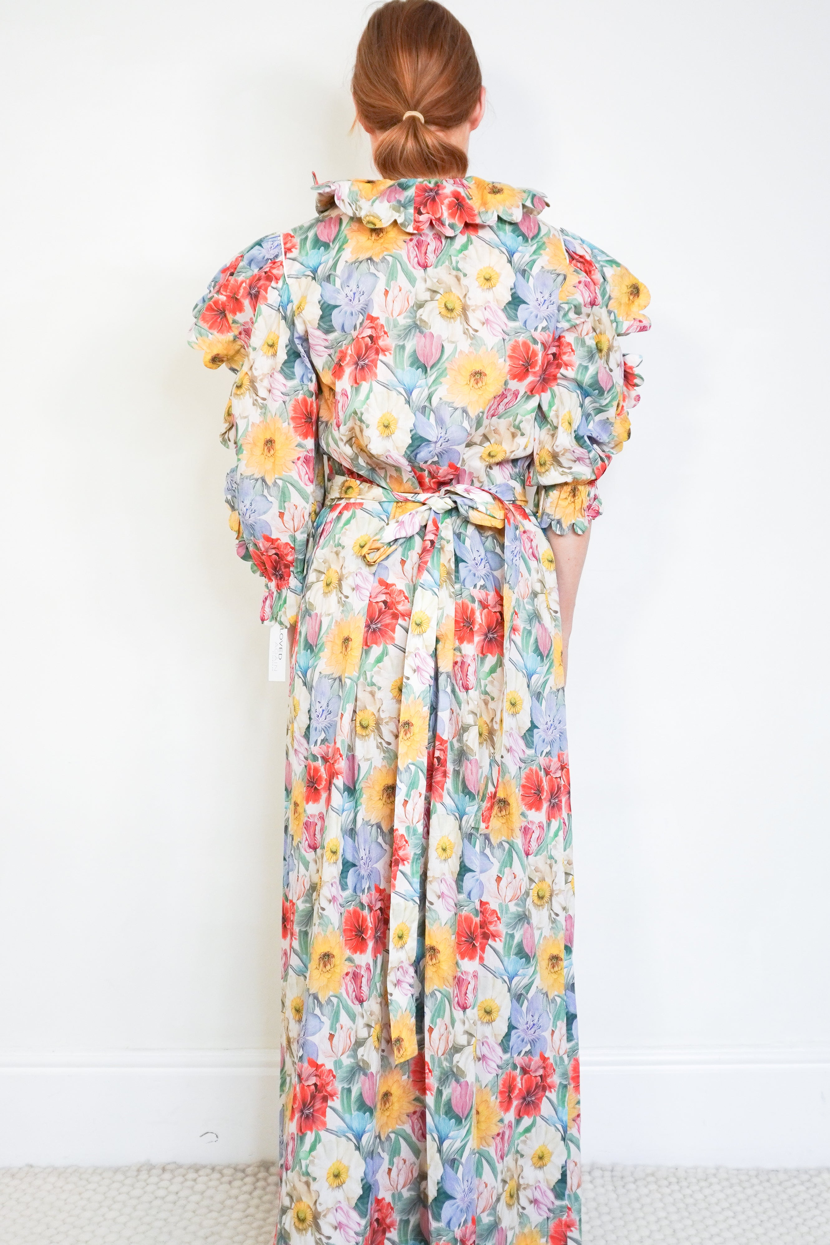 Horror Vacui Floral Cotton Tie-Up Dress back photo chelsea london