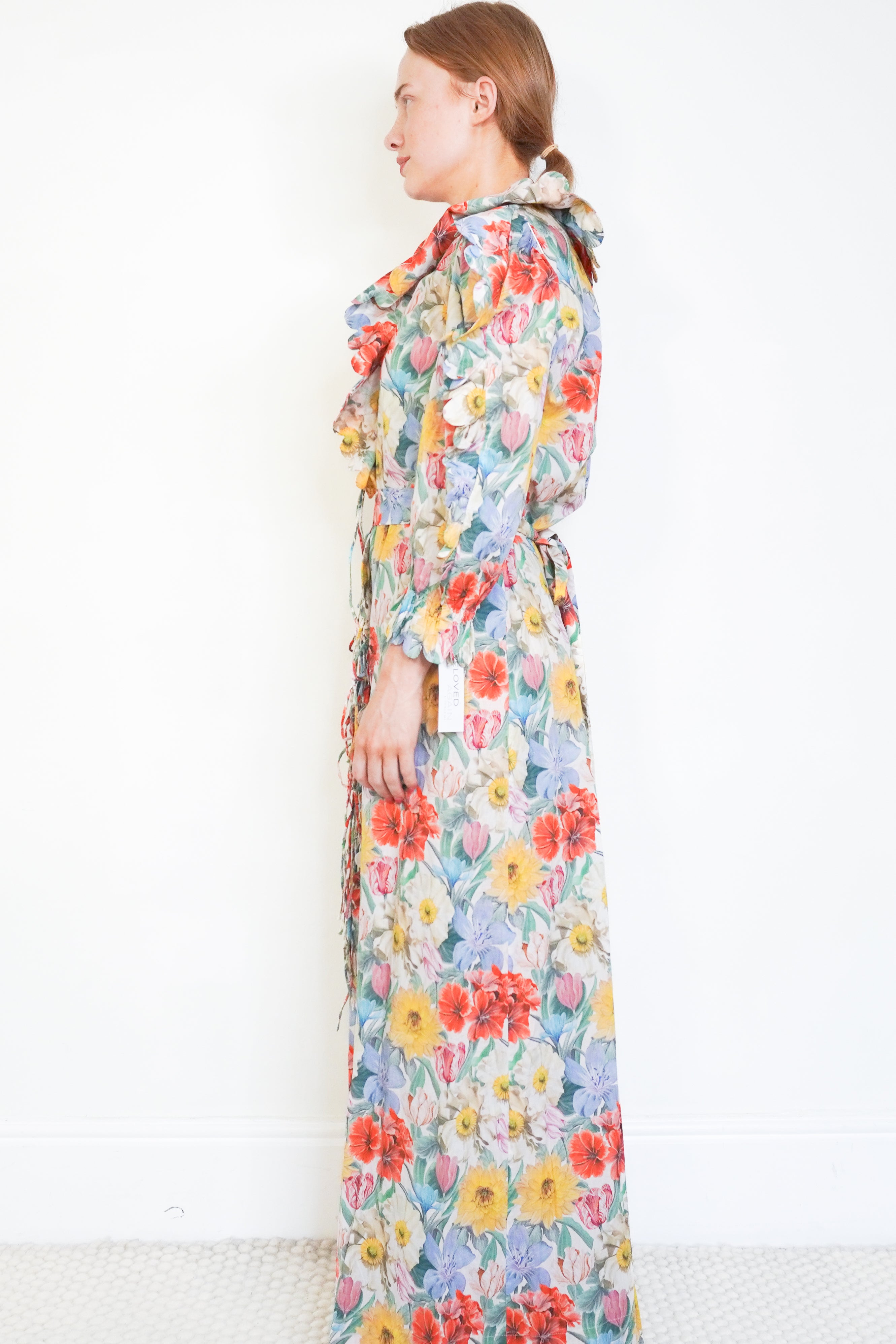 Horror Vacui Floral Cotton Tie-Up Dress side photo chelsea london