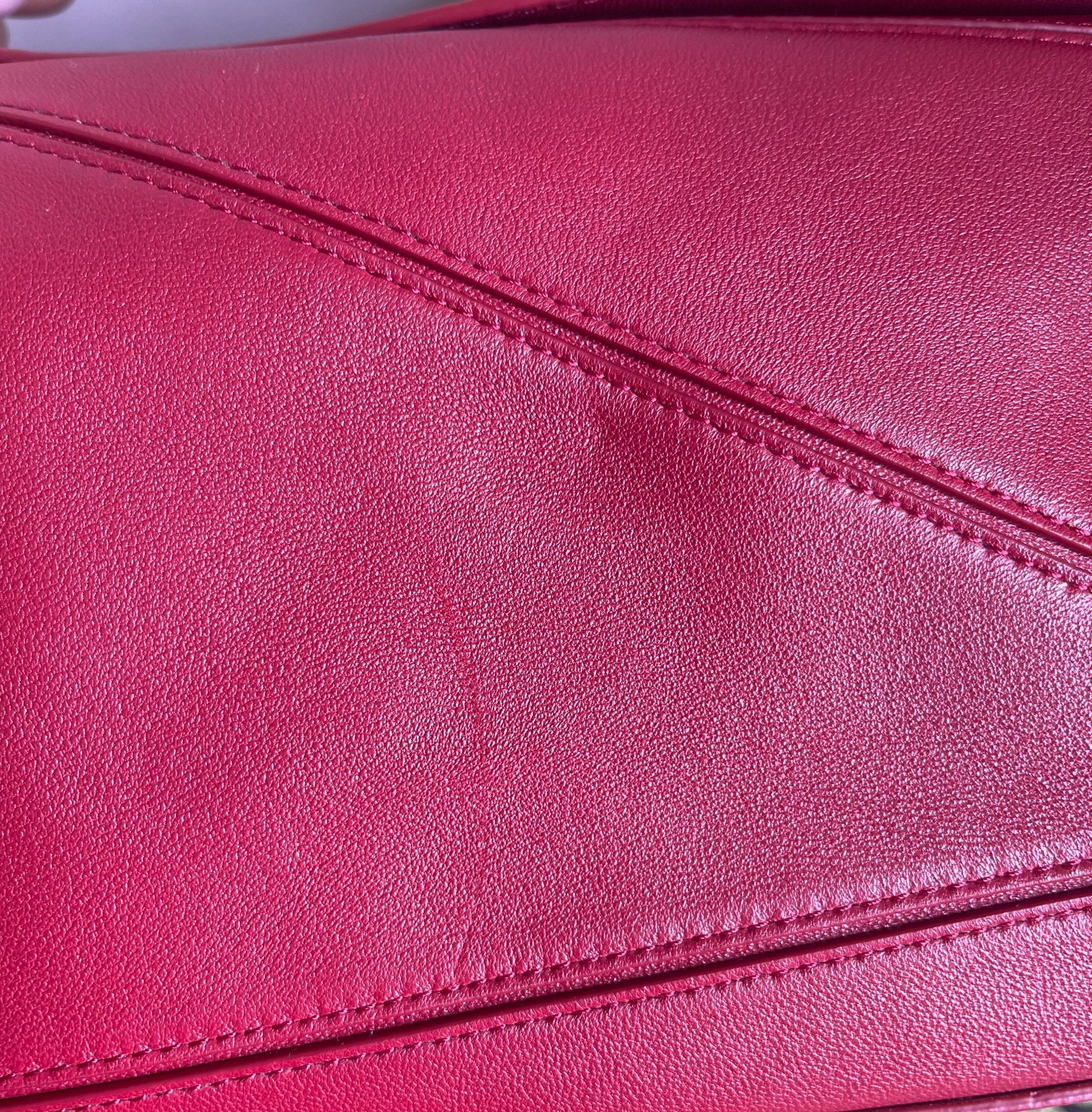 CURRENT SEASON Loewe Small Leather Featherlight Puzzle Top - Handle Bag in Burgundy RRP £3250 | Authentic Preloved - Reloved Again