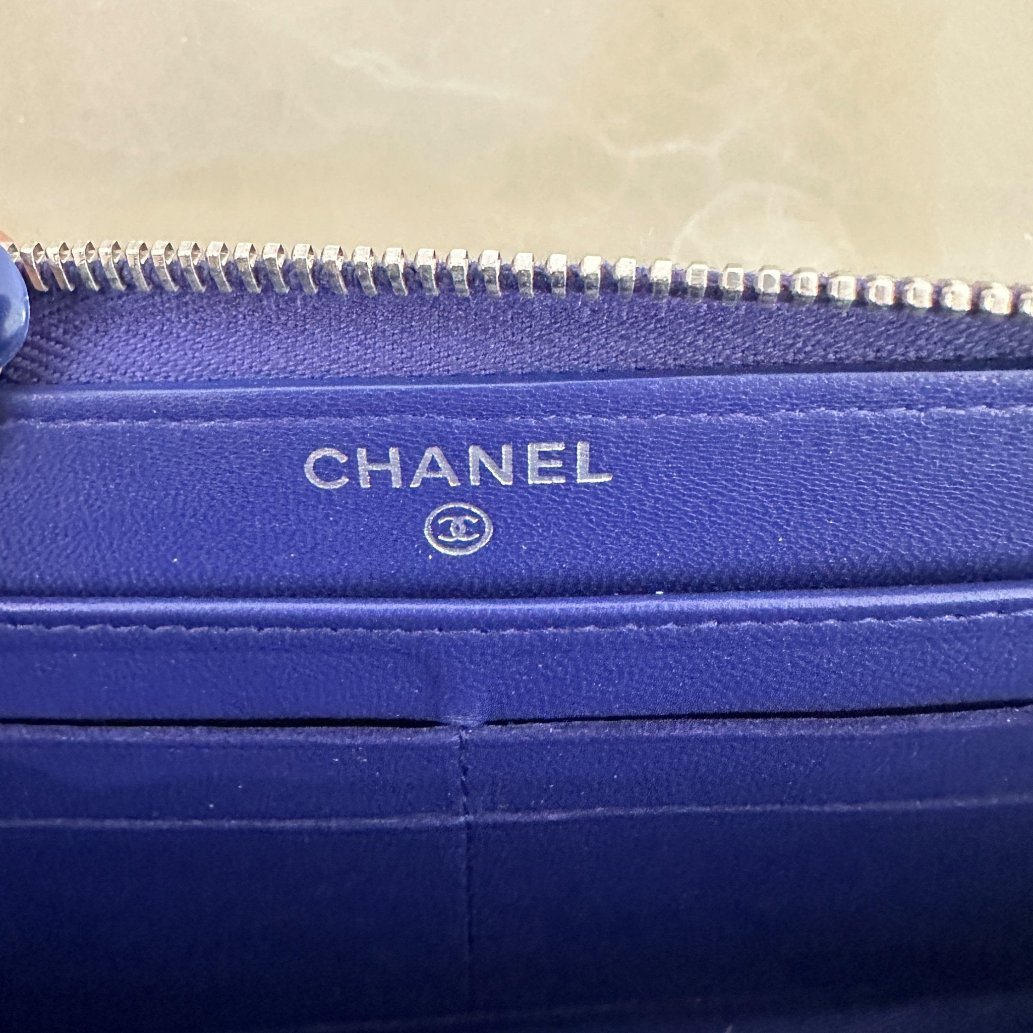 Chanel Long Line Wallet in Blue RRP £1200 | Authentic Preloved - Reloved Again