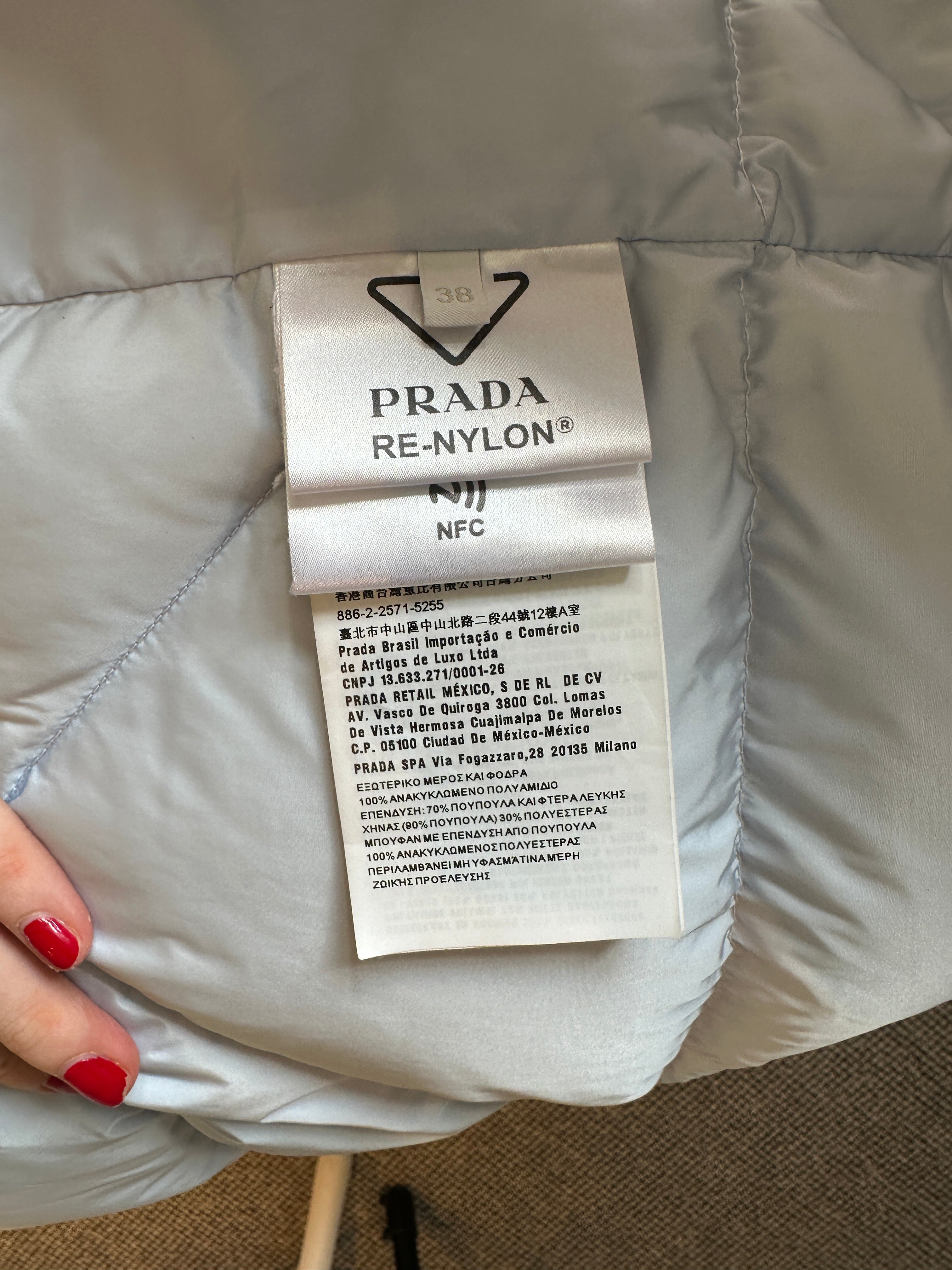 Prada Sky Blue Puffer Jacket RRP £2.5k | Authentic Preloved