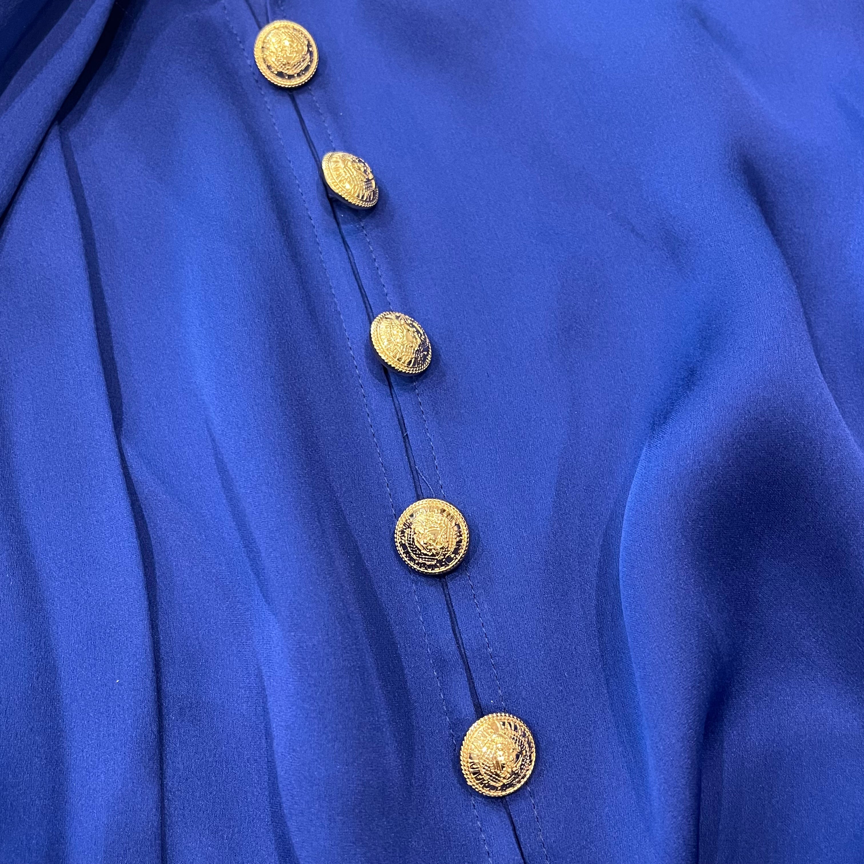 NWT Balmain Cobalt Blue Silk Blouse (RRP £500) | Authentic Preloved