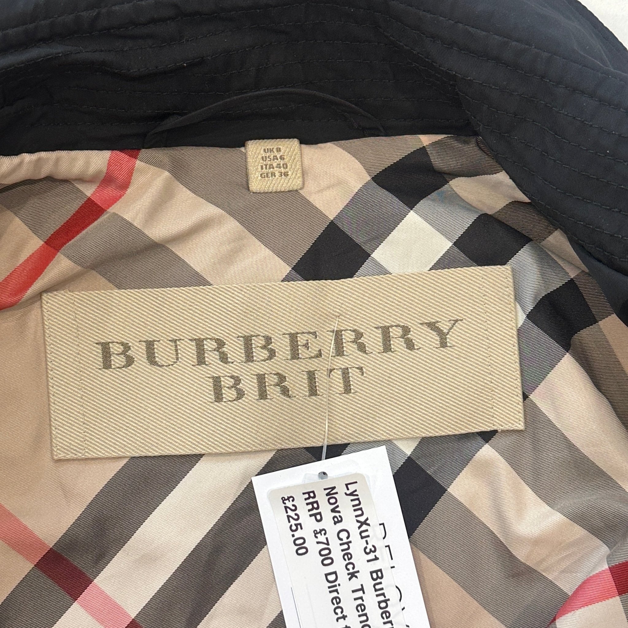 Burberry Brit Black Nova Check Trench Coat RRP £700 | Authentic Preloved - Reloved Again