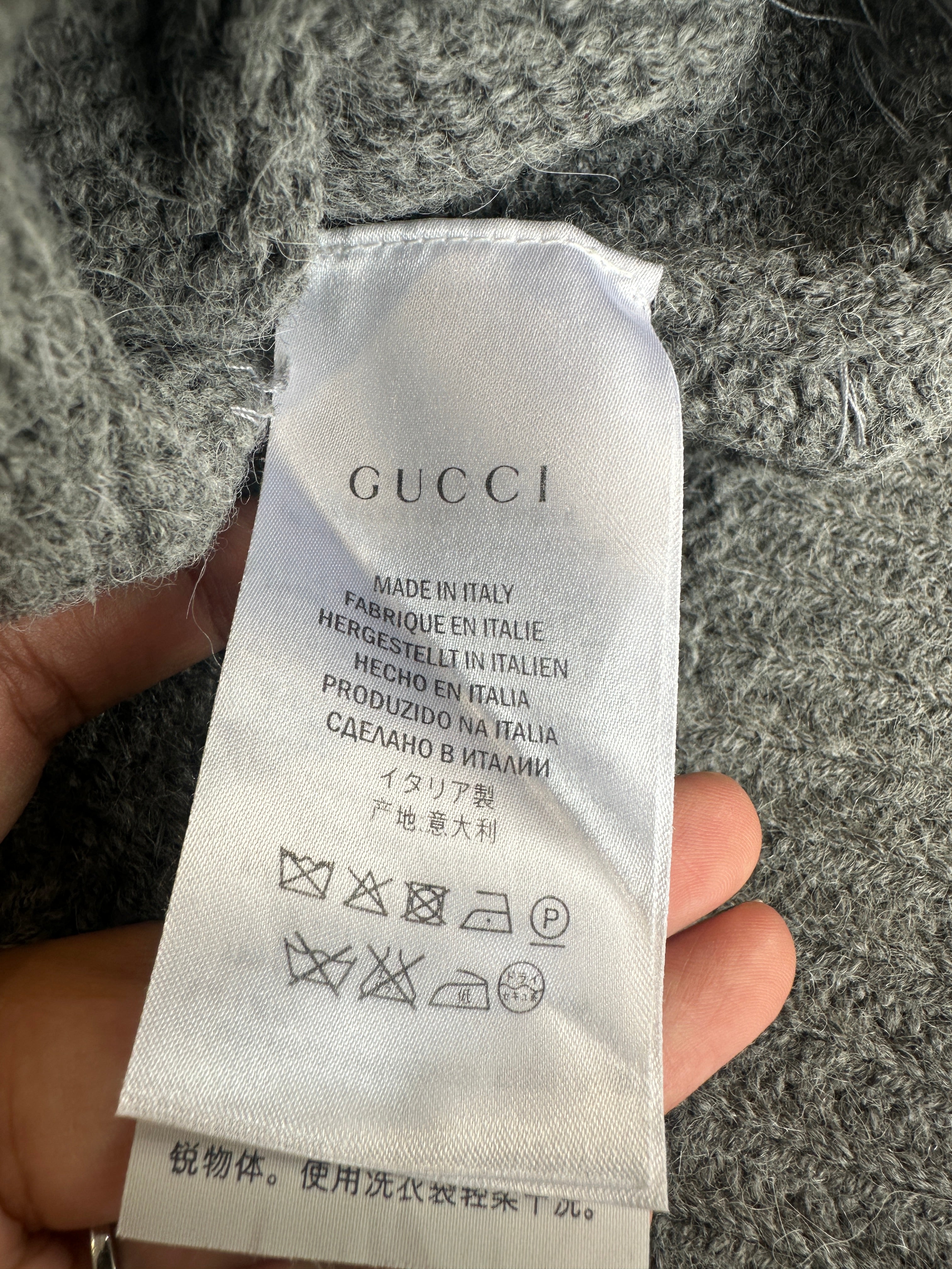 Gucci grey embellished aplaca knit jumper RRP £250 | Authentic Preloved