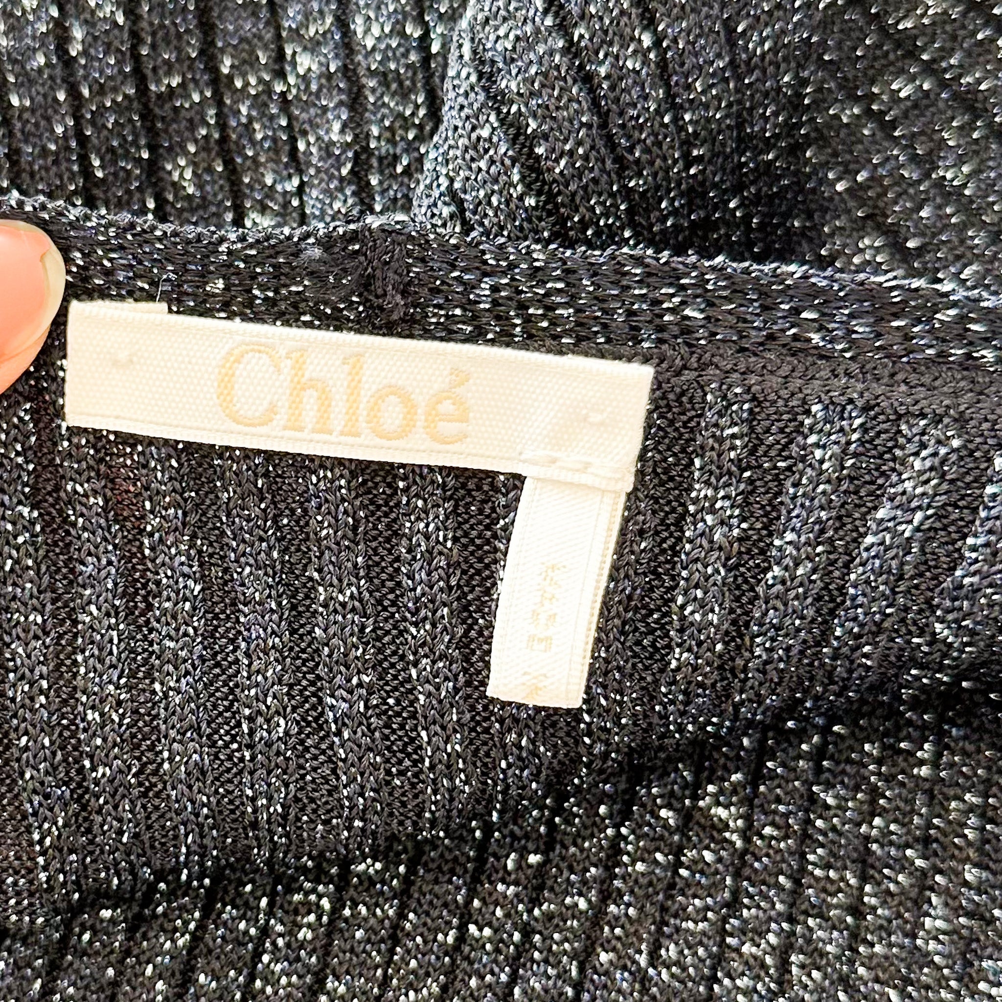 Chloe Mainline Lamé blue V Neck Sweater RRP £700 | Authentic Preloved - Reloved Again