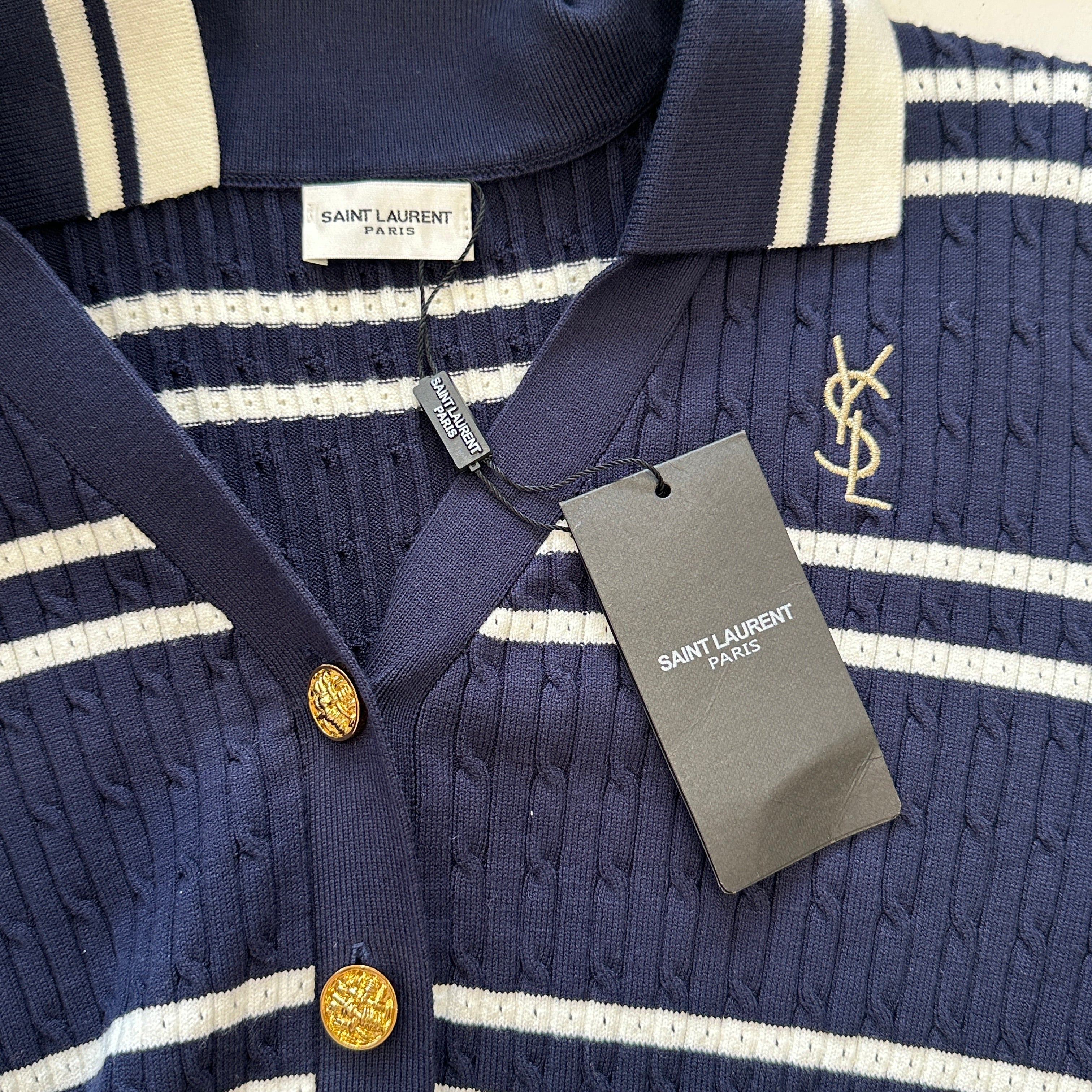 NEW Saint Laurent Striped Cardigan RRP £950 | Authentic Preloved