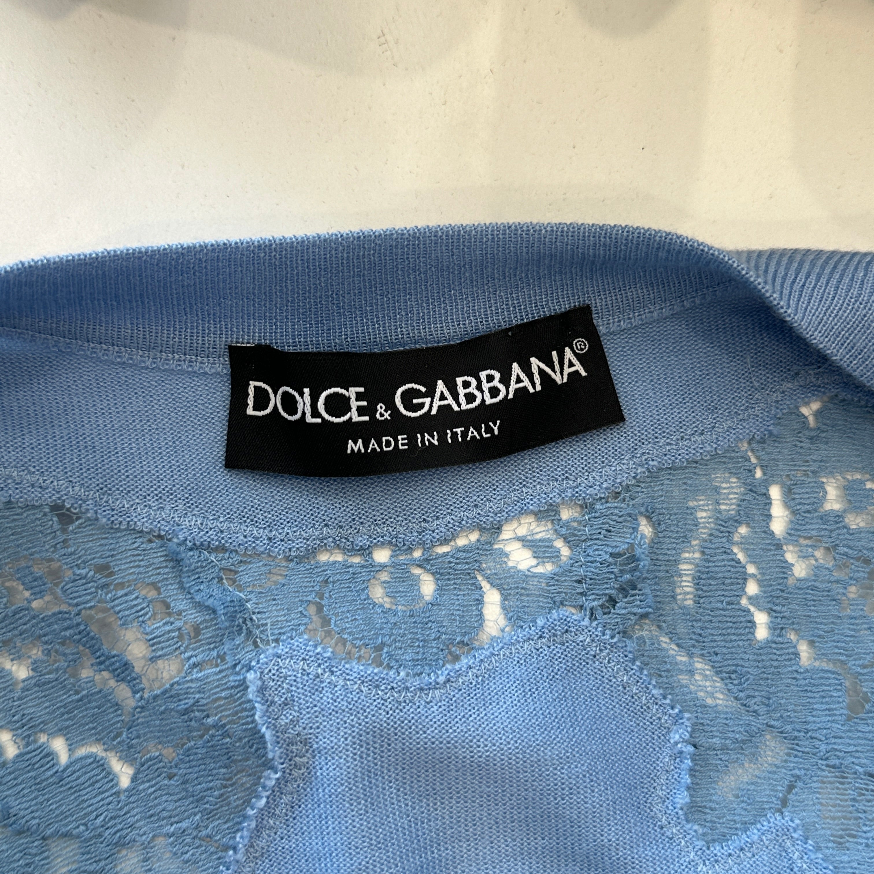 Dolce and Gabbana Lace Insert Cashmere Cardigan (RRP £1,200) | Authentic Preloved