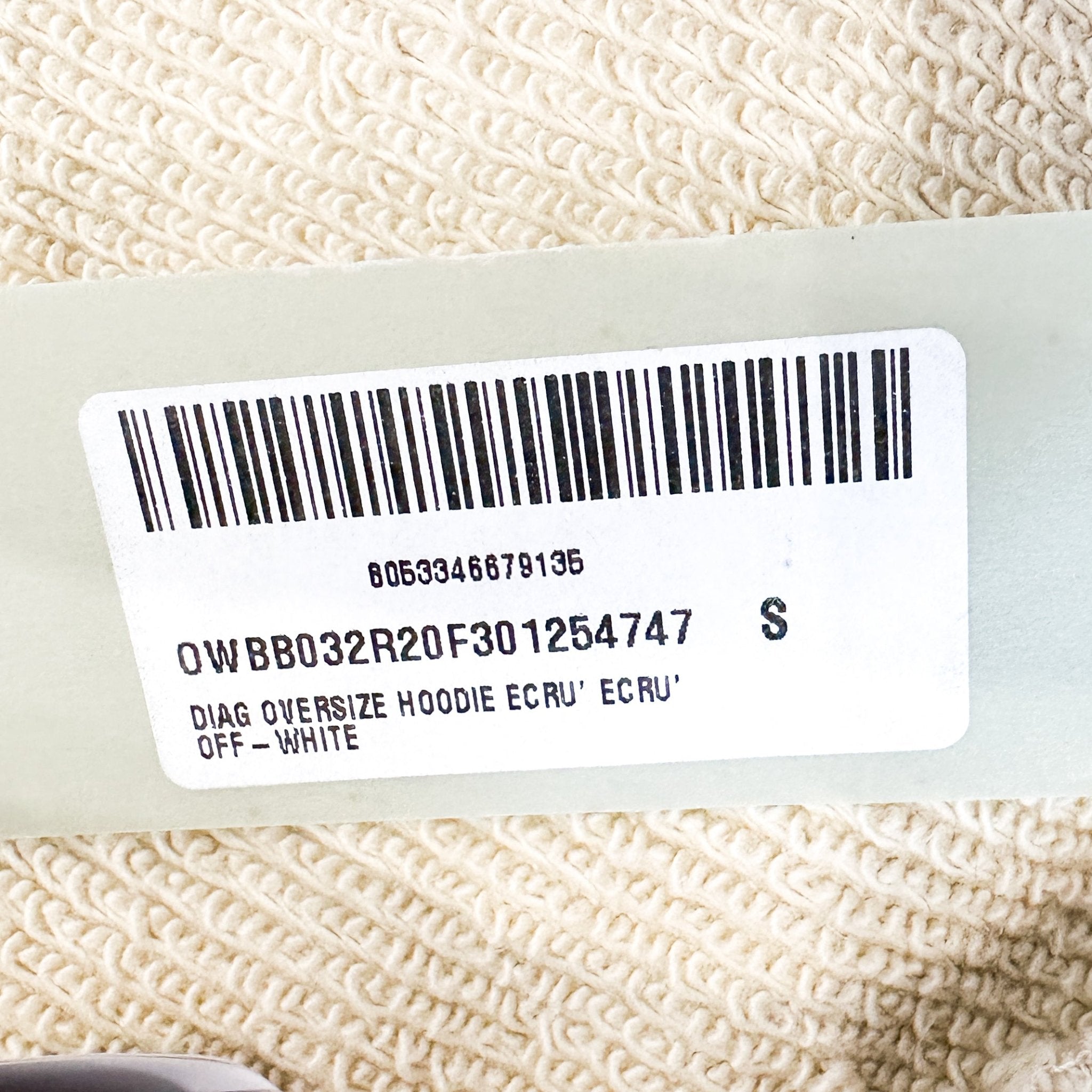 NEW Off White "Main Label" Diag Arrow Oversize Cream Hoodie RRP £350 | Authentic Preloved - Reloved Again